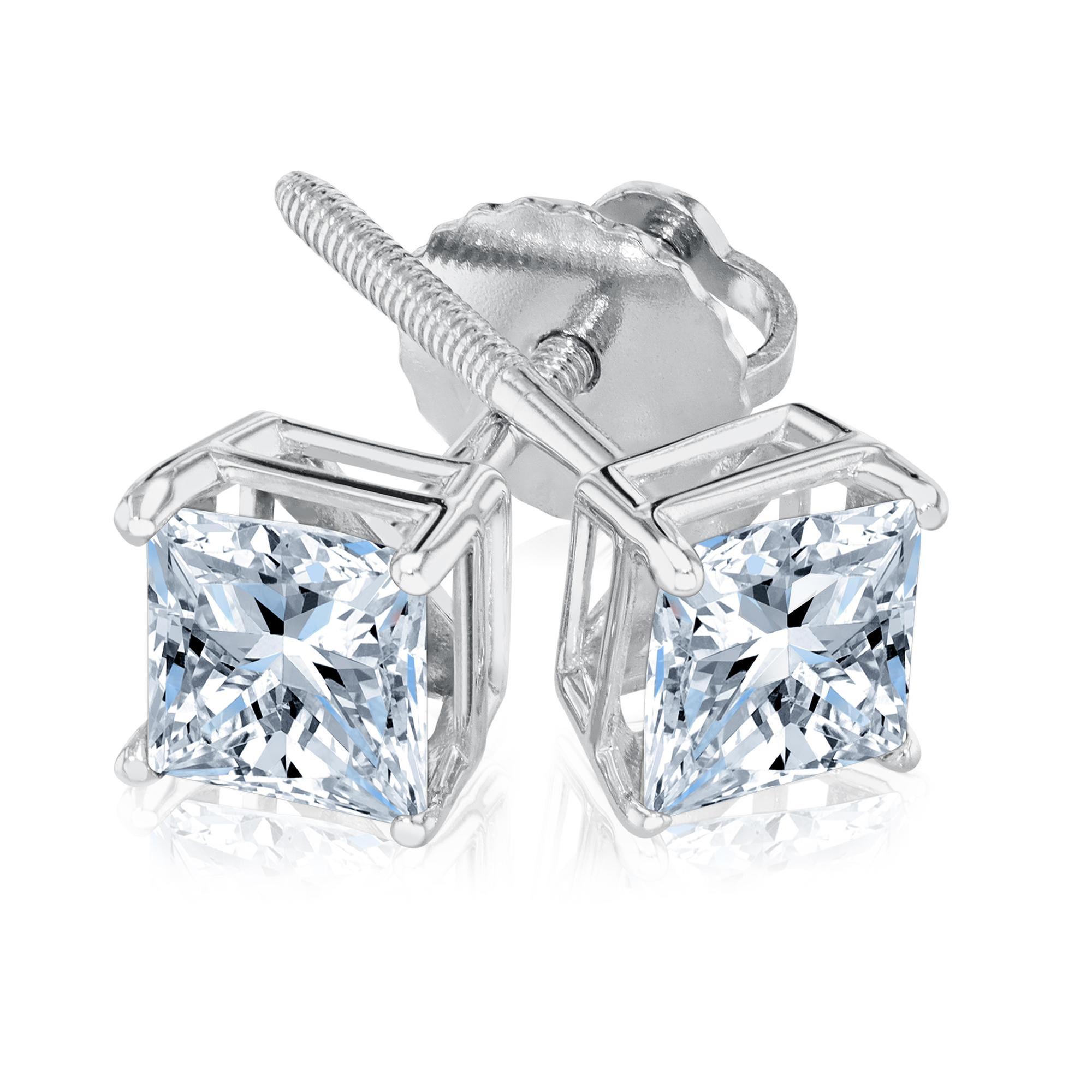 1ctw Princess Lab Grown Diamond Solitaire Earrings 