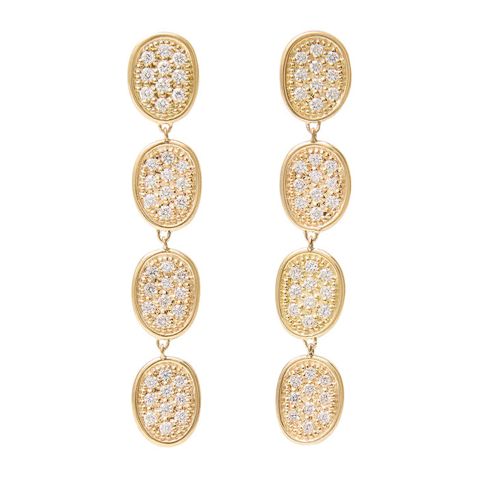 Marco Bicego 1 5/8ctw Diamond Yellow Gold Link Linear Drop Earrings | Lunaria Collection 