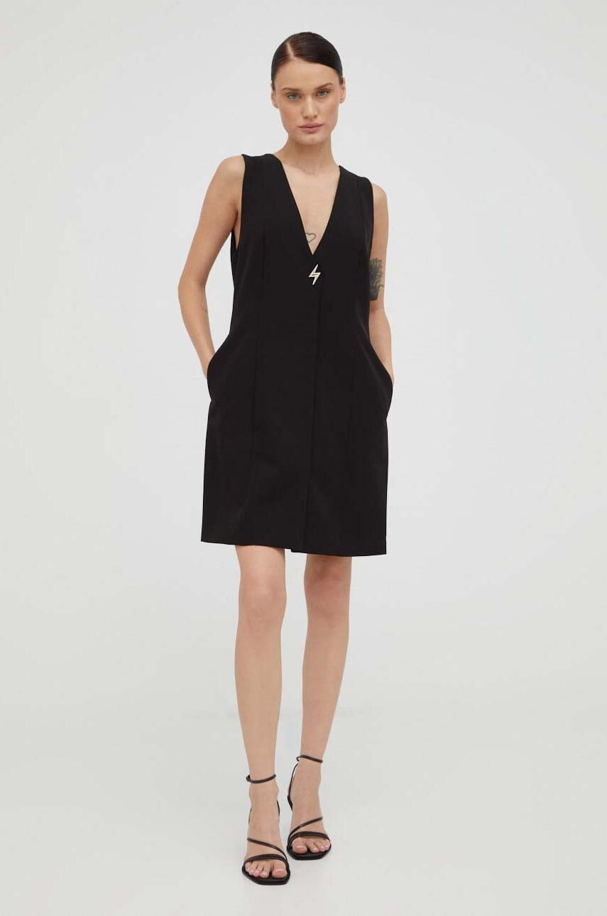 Šaty Bruuns Bazaar černá barva, mini, oversize