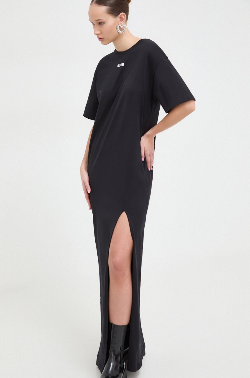Bavlněné šaty MSGM černá barva, maxi, oversize
