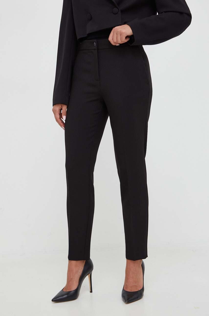 Kalhoty Twinset dámské, černá barva, jednoduché, high waist