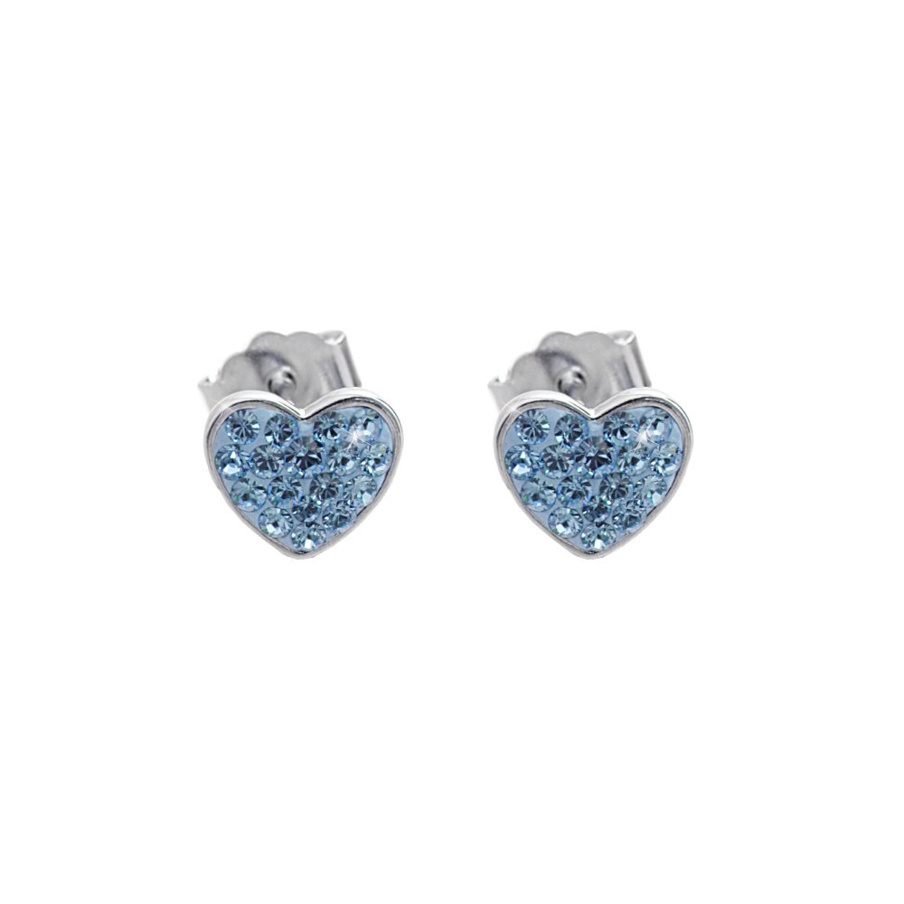 Náušnice modré se Swarovski Elements Srdce Aqua,Náušnice modré se Swarovski Elements Srdce Aqua