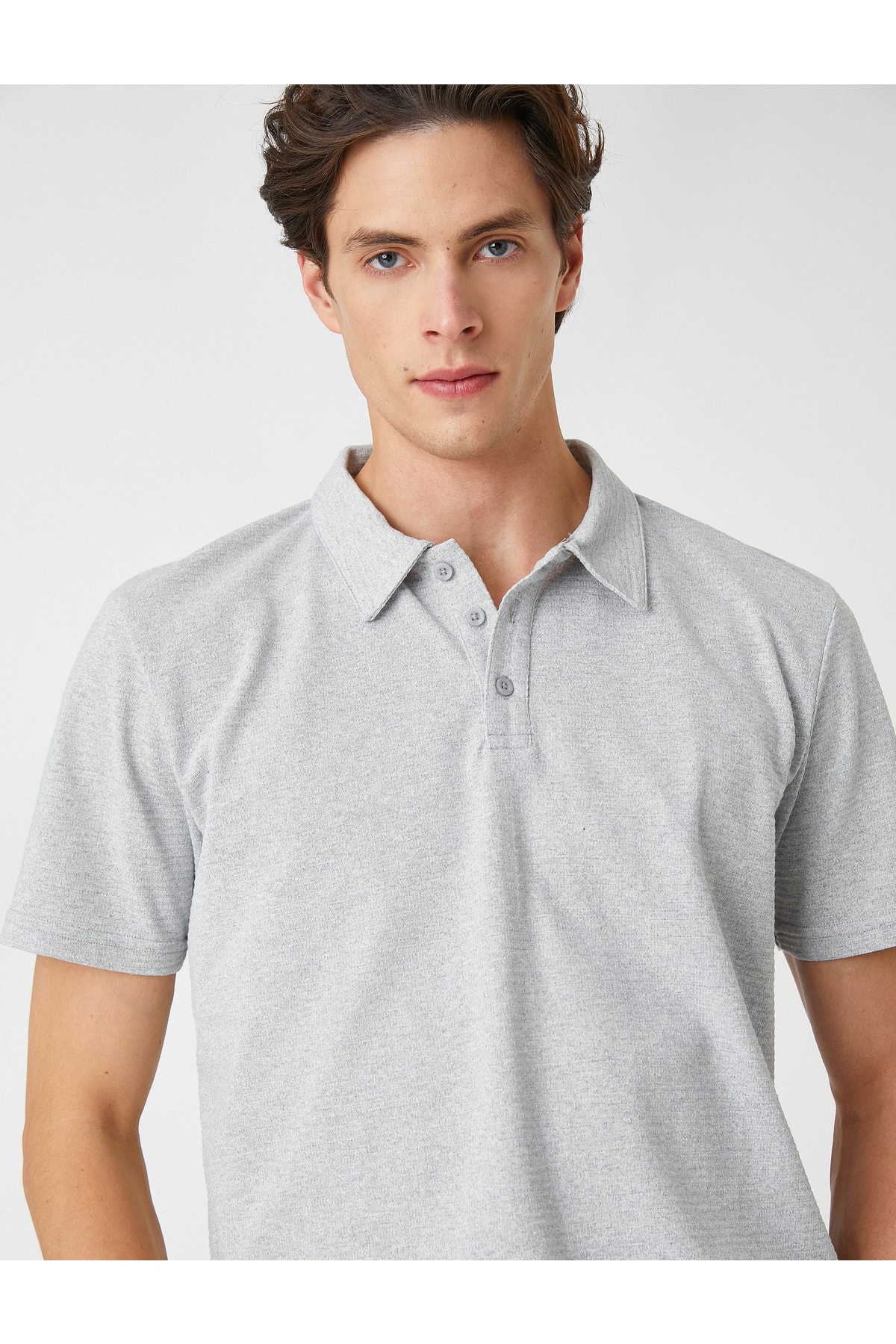 Koton Basic T-Shirt Polo Neck Buttoned Short Sleeve