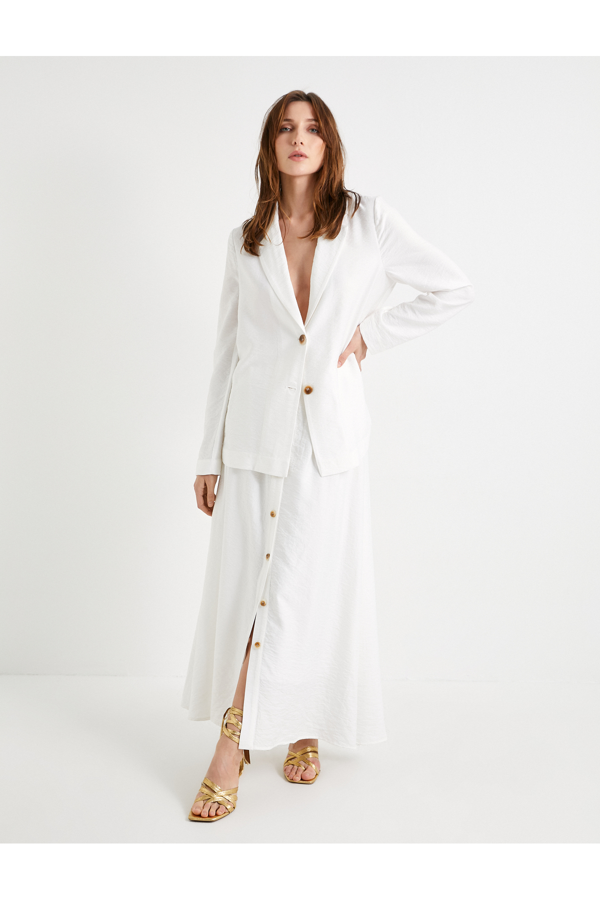 Koton Blazer Jacket Double Breasted Buttoned Viscose