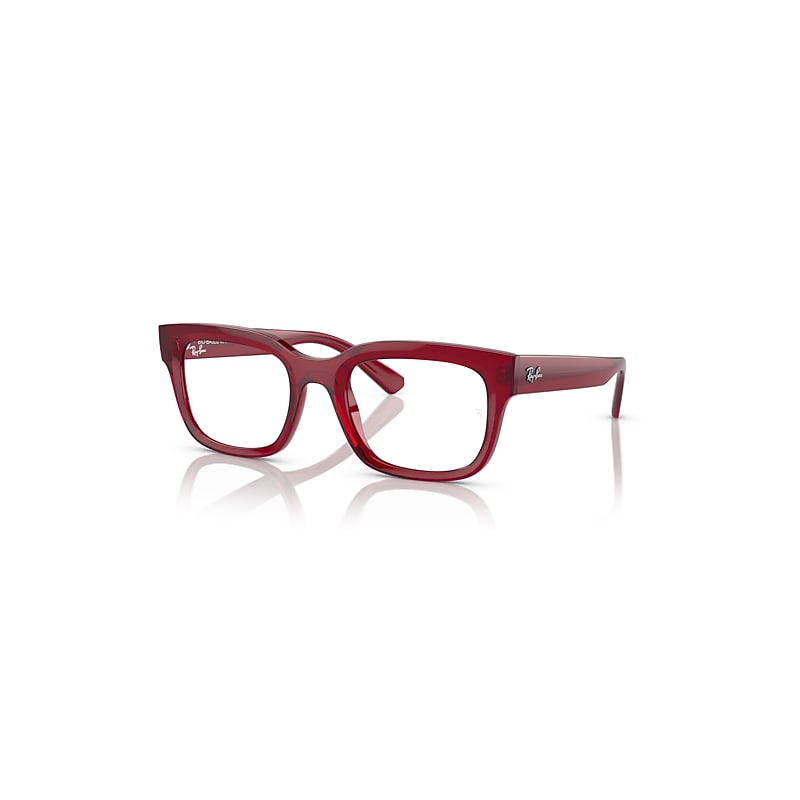 Ray-Ban Eyeglasses Unisex Chad Optics Bio-based - Transparent Red Frame Clear Lenses Polarized 52-22