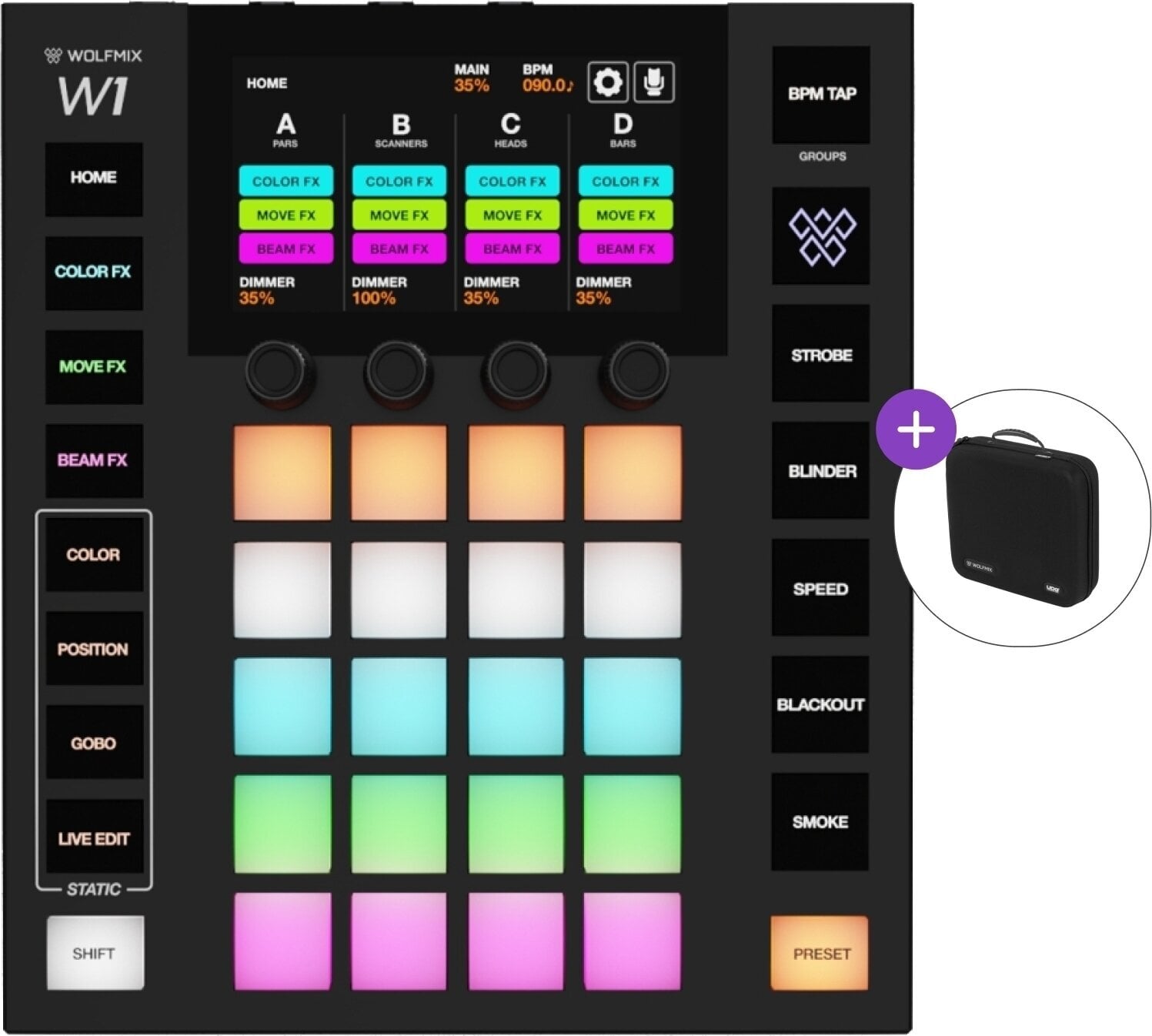 Wolfmix W1 MK2 SET Lighting Controller, Interface