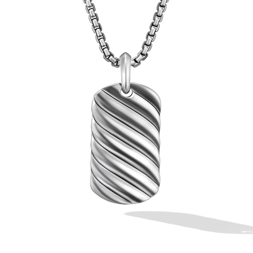 David Yurman Sculpted Cable Tag in Sterling Silver