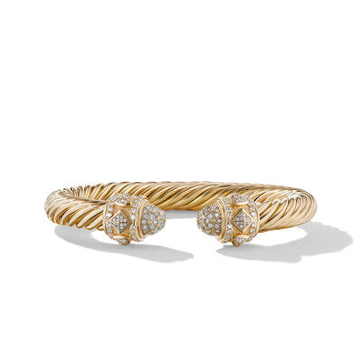 David Yurman Renaissance Bracelet in 18K Yellow Gold with Pave Diamonds - Large