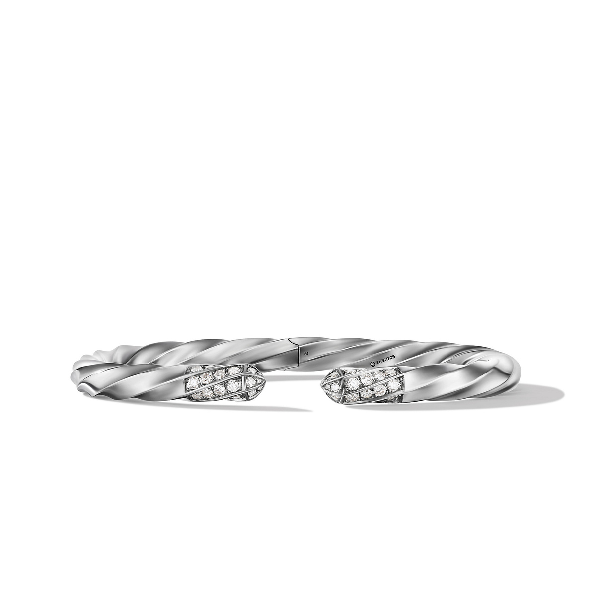 David Yurman Cable Edge Bracelet in Recycled Sterling Silver with Pave Diamonds - Medium