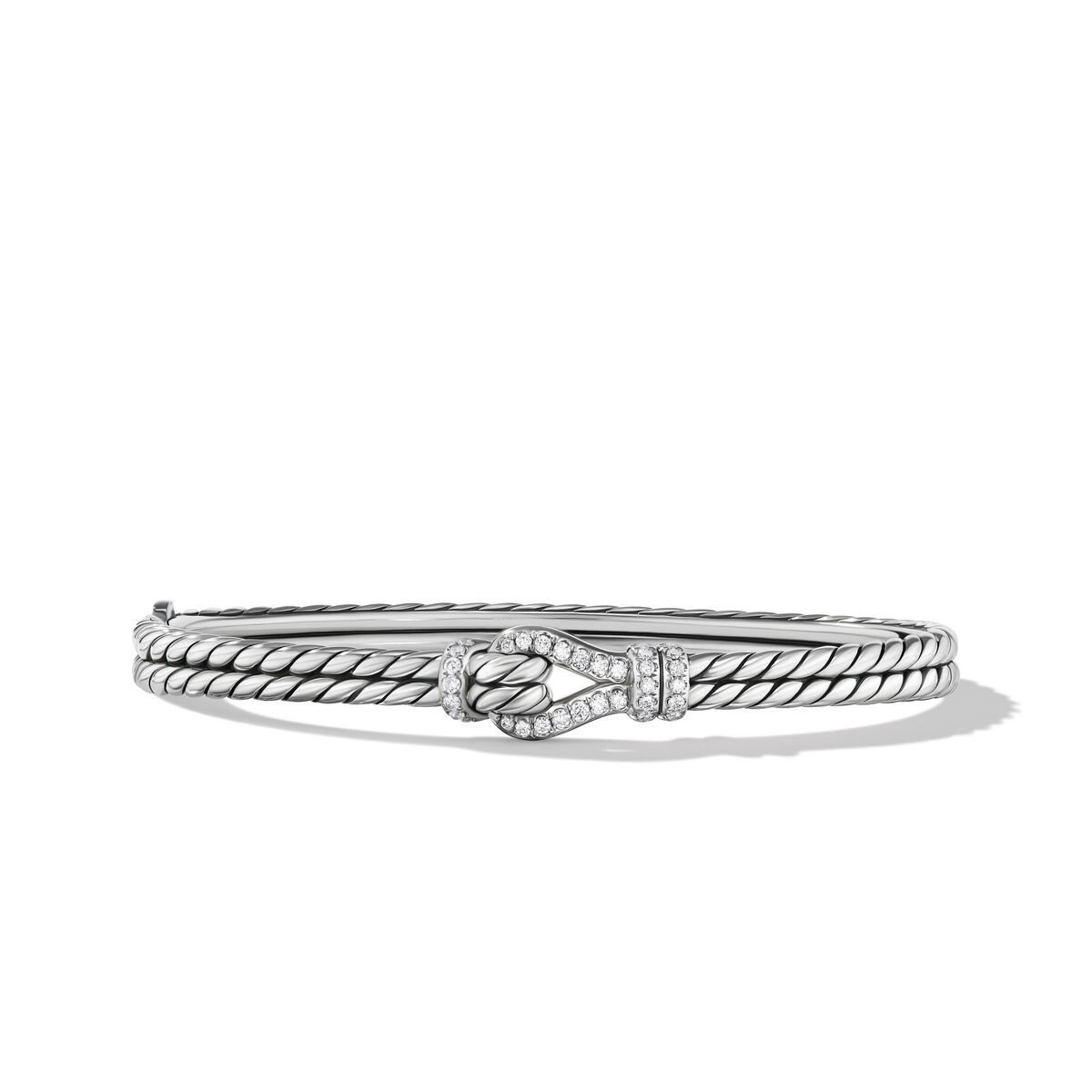 David Yurman Thoroughbred Loop Bracelet with Pave Diamonds - Medium