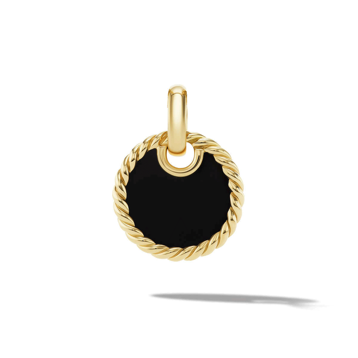David Yurman DY Elements Disc Pendant in 18K Yellow Gold with Black Onyx Reversible to Mother of Pearl