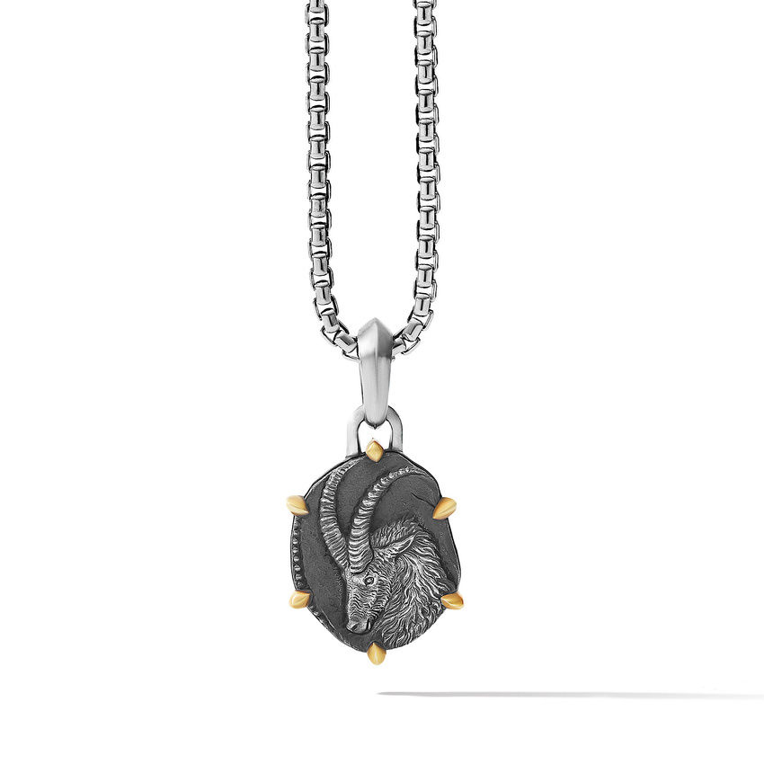Men's David Yurman Capricorn Amulet in Sterling Silver with 18K Yellow Gold