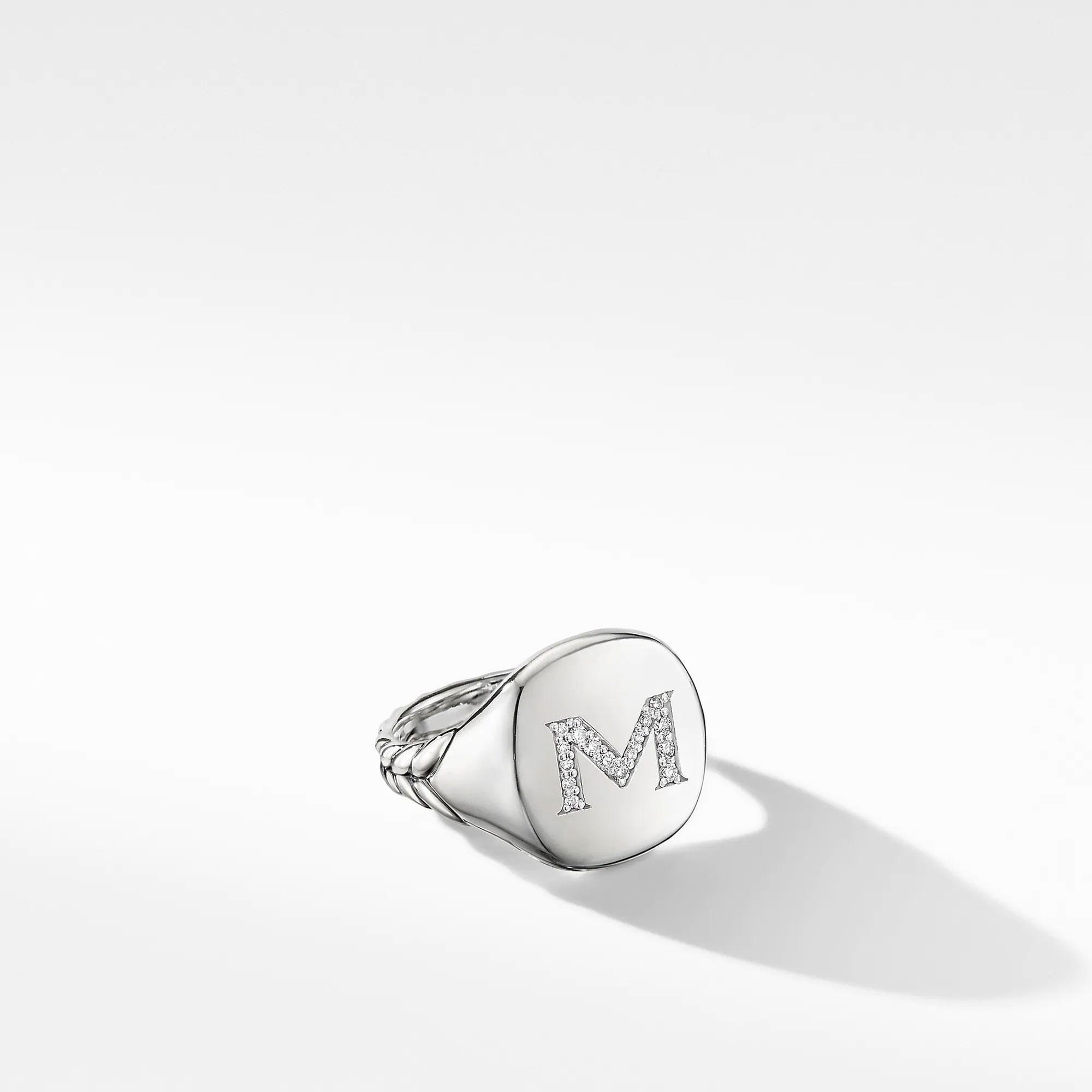 David Yurman DY Initial Pinky Ring, Letter M - Size 4