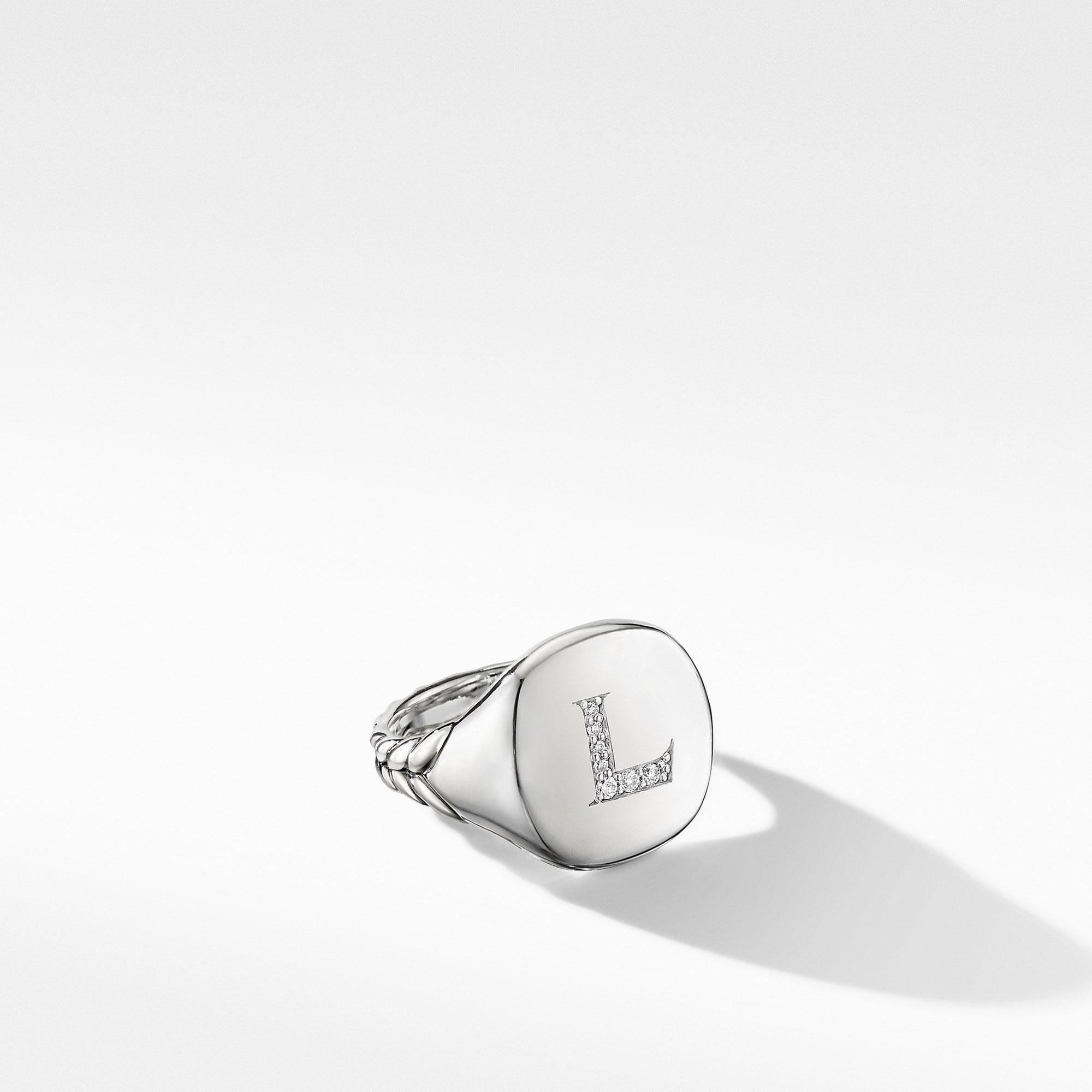 David Yurman DY Initial Pinky Ring, Letter L - Size 3.5
