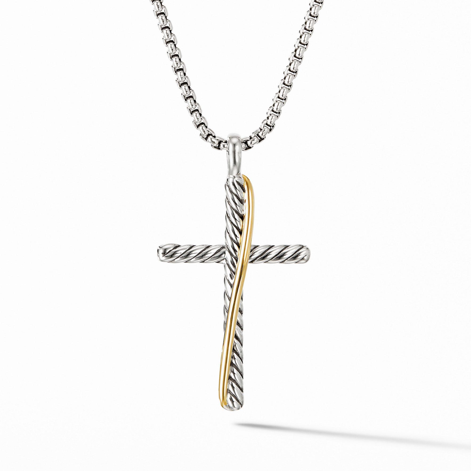 David Yurman Crossover Collection Cross Necklace with 18k Yellow Gold