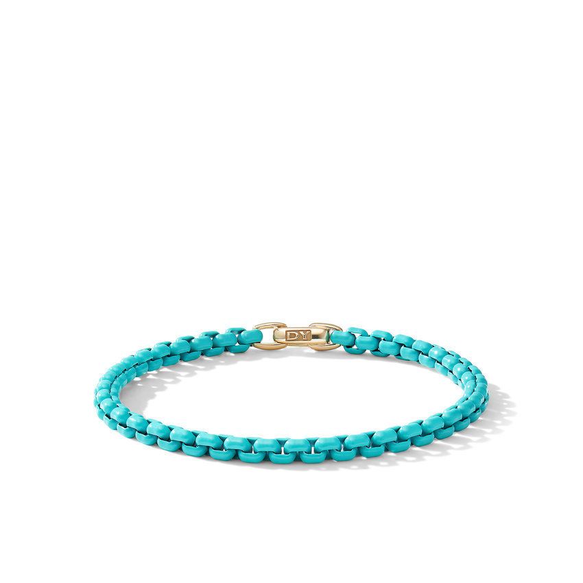 David Yurman DY Bel Aire Chain Bracelet in Turquoise with 14K Yellow Gold Accent - Large