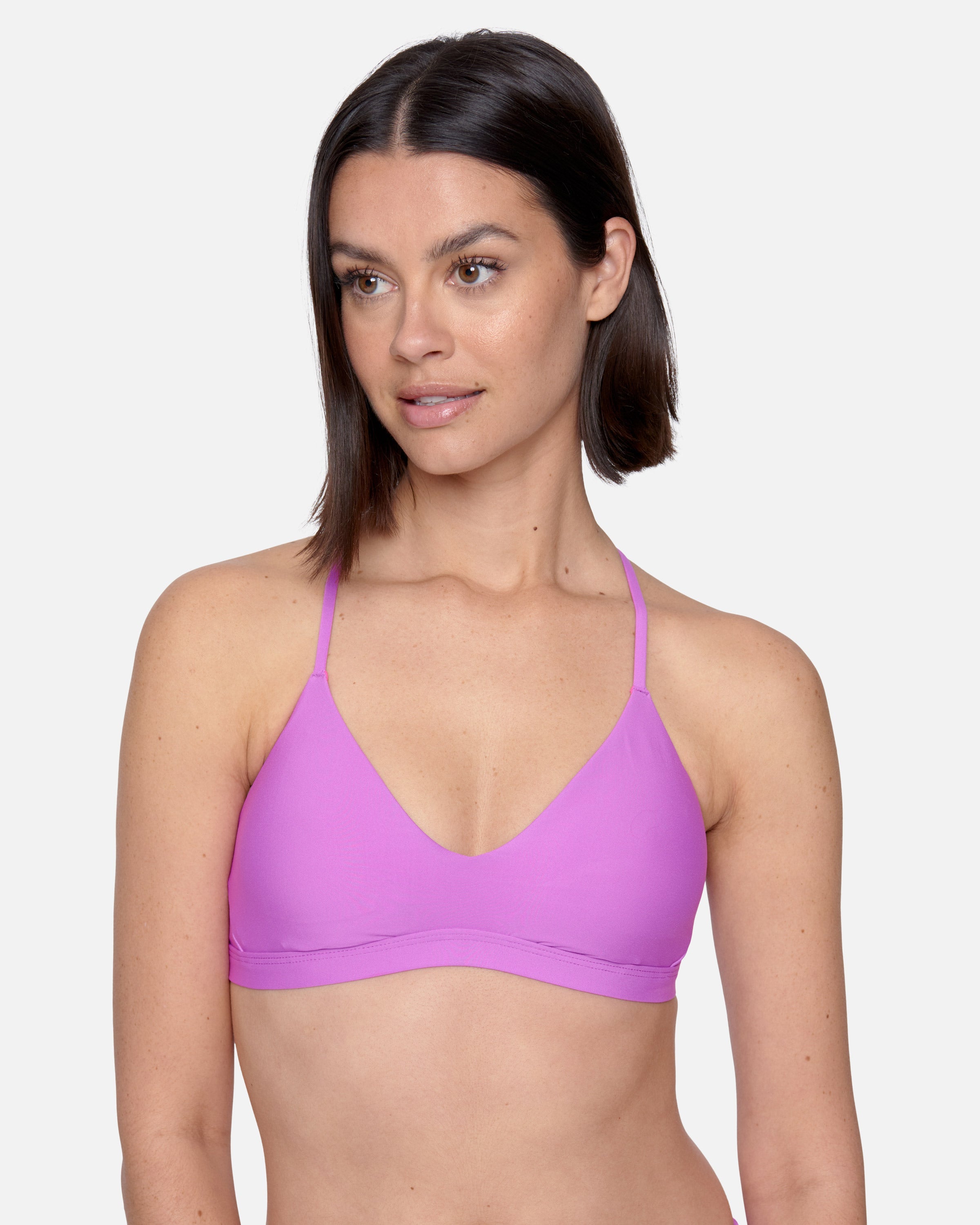 Women's Solid Adjustable Bikini Top in Violet, Size Medium