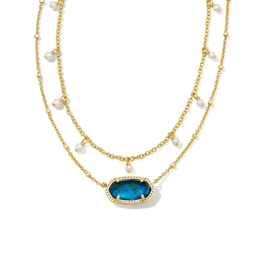 Kendra Scott Elisa Pearl Multi Strand Necklace in Teal Abalone