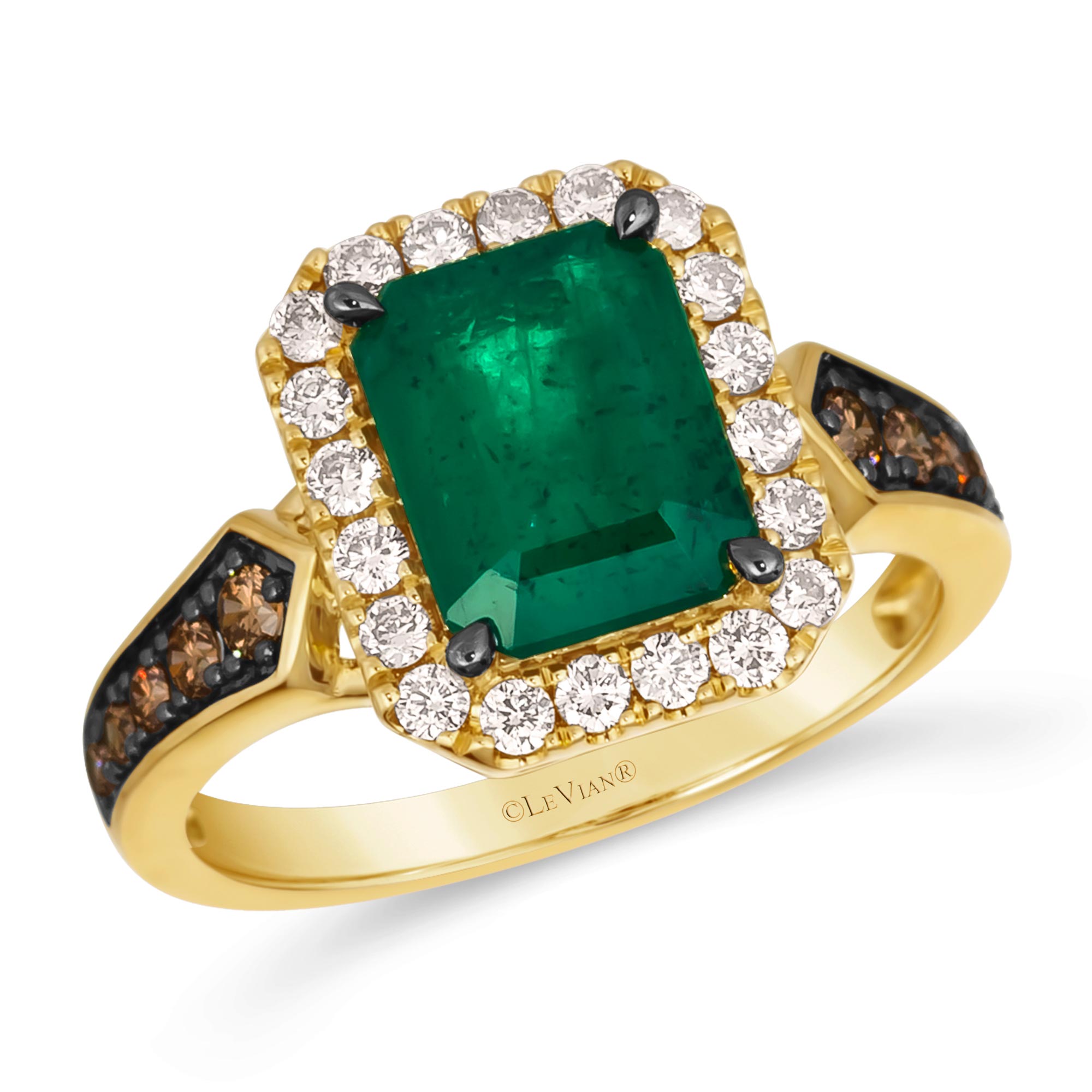 Le Vian(R) Costa Smeralda Emeralds(tm) 5/8ctw Nude Diamonds(tm) and Chocolate Diamonds(R) 14k Honey Gold(tm) Ring | Size 7