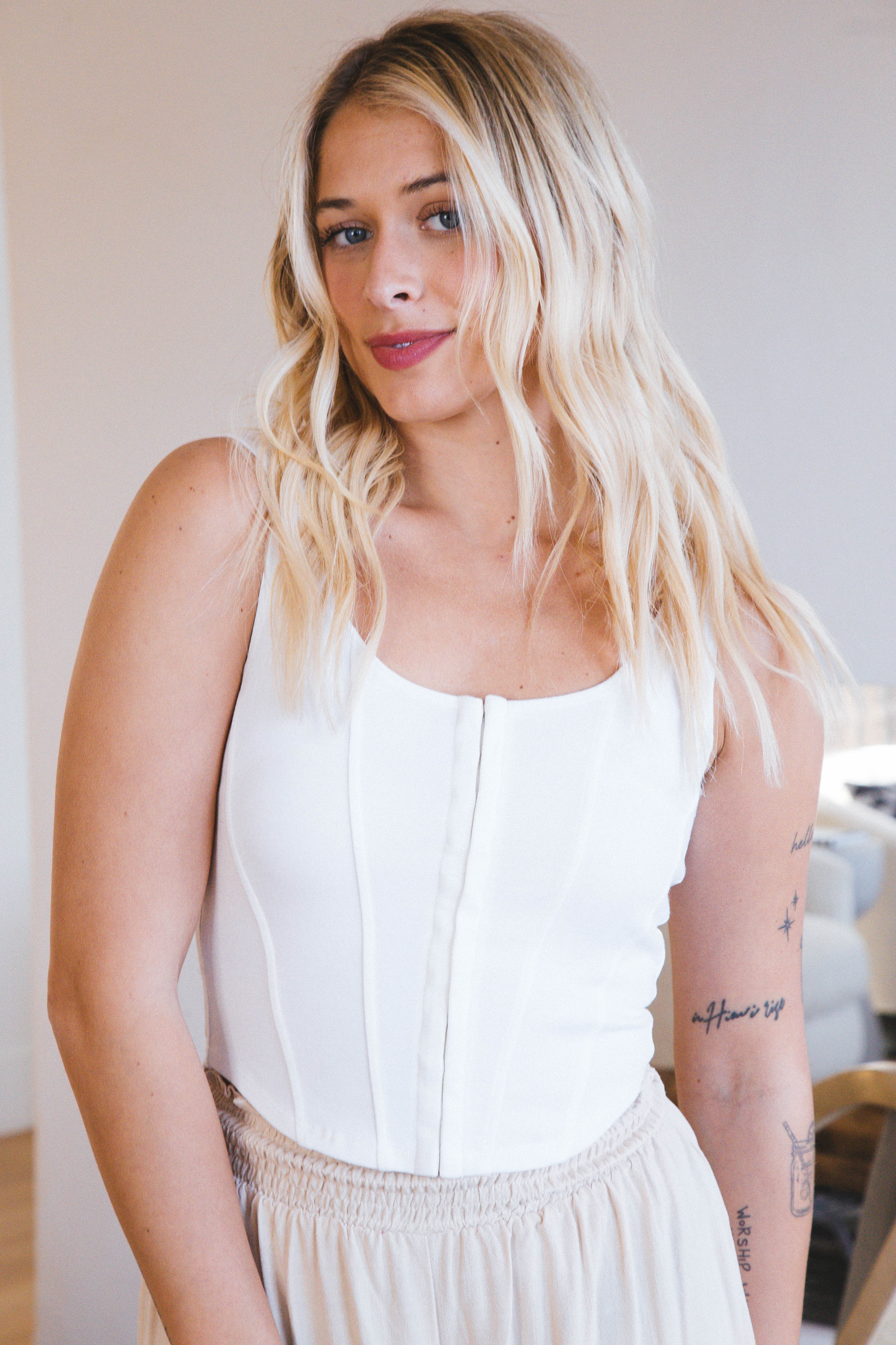 Serenity Corset Tank Top Off White