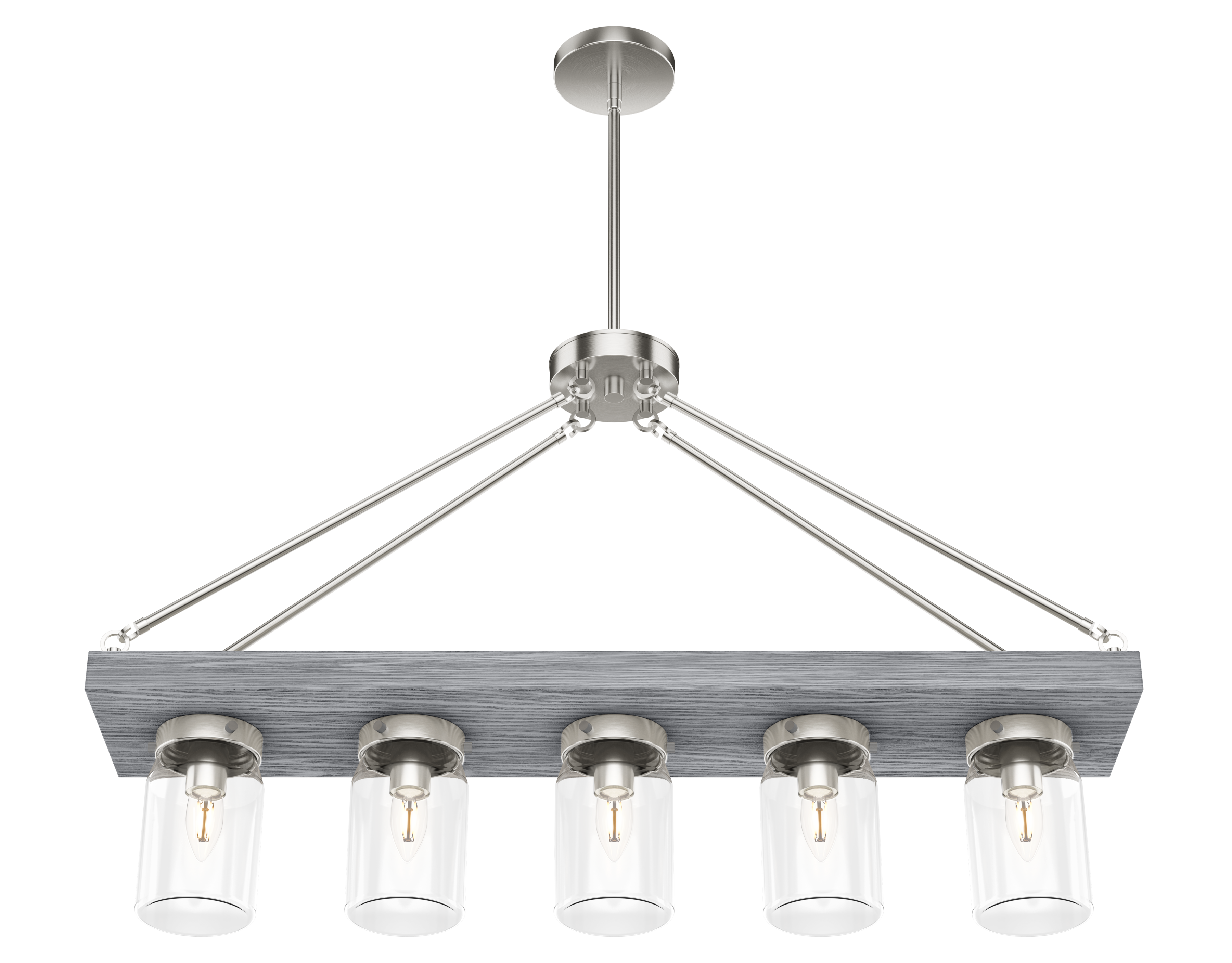 Hunter Devon Park 5-Light Linear Chandelier in Brushed Nickel