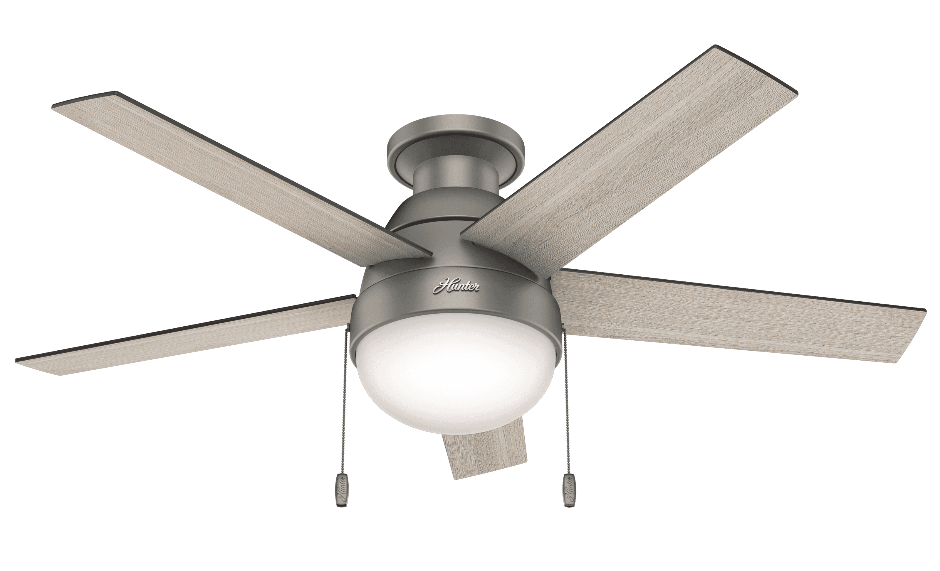 Hunter Anslee 2-Light 46" Flush Mount Ceiling Fan in Matte Silver