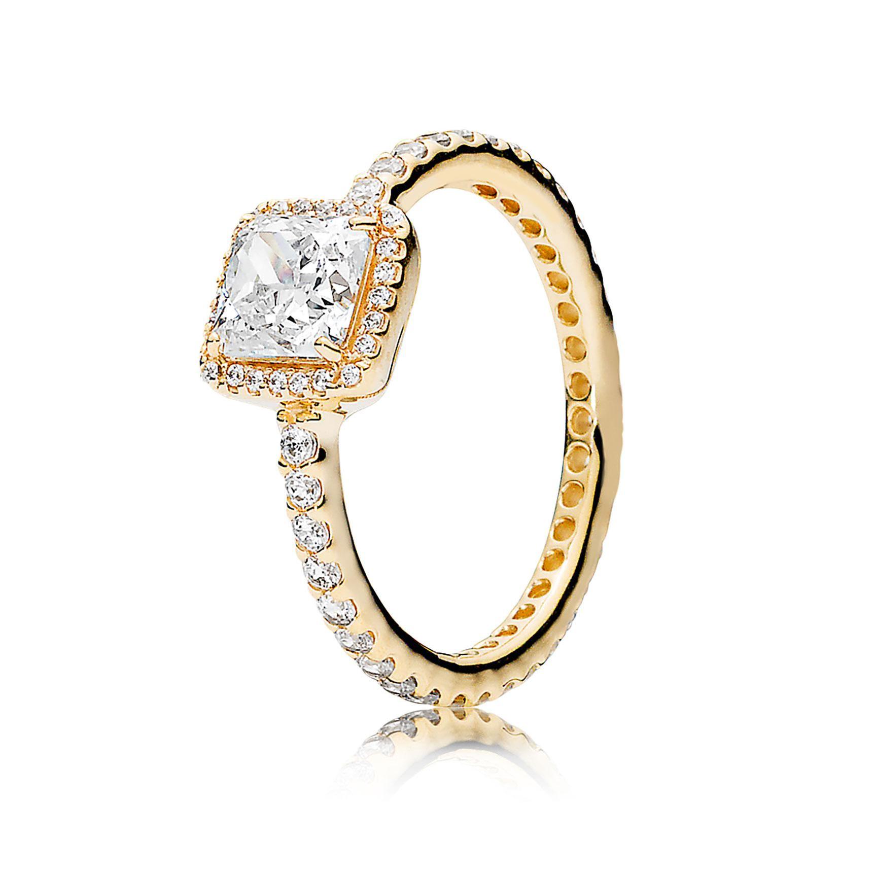 Pandora Gold Timeless Elegance Ring, Clear Cubic Zirconia - Size 7