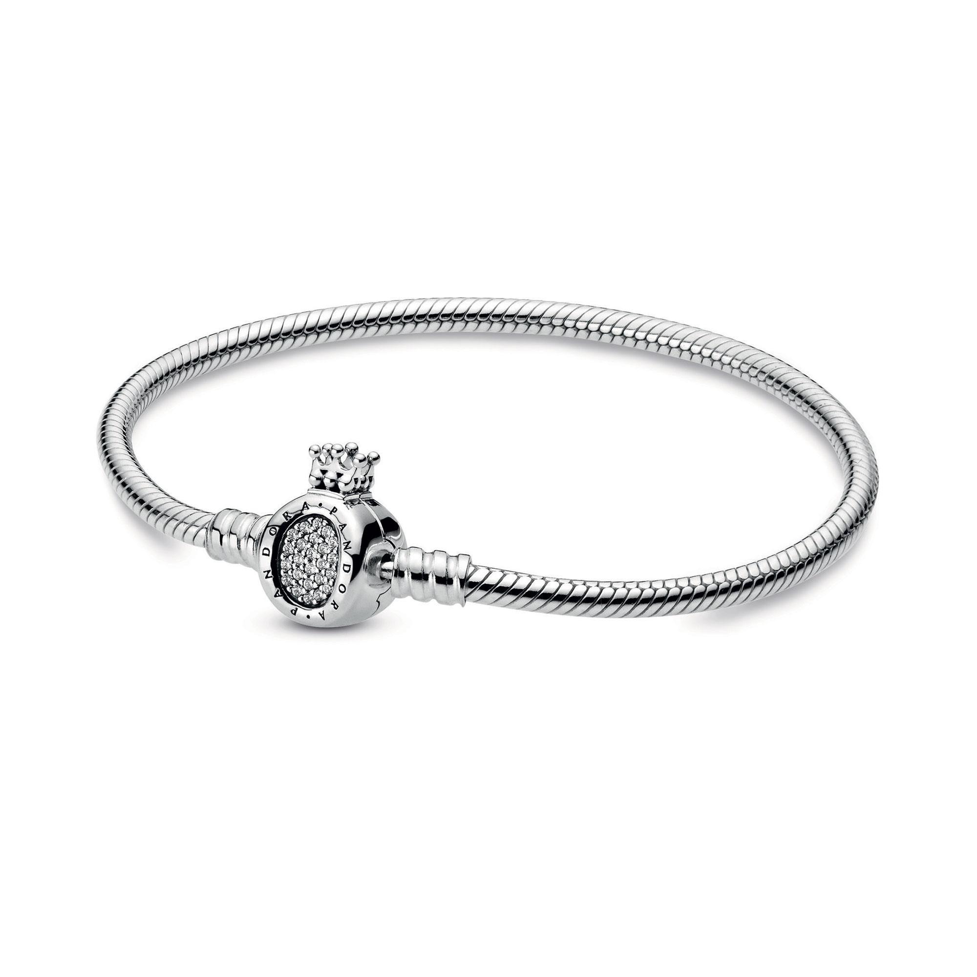 Pandora Moments Crown O & Snake Chain Bracelet - 6.3inches