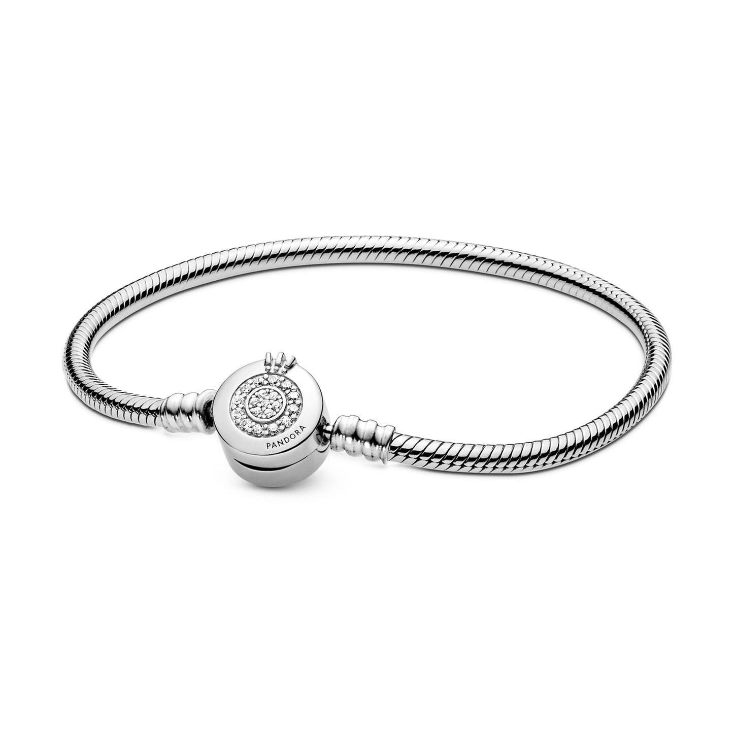 Pandora Sparkling Crown O Snake Chain Bracelet - 8.3inches