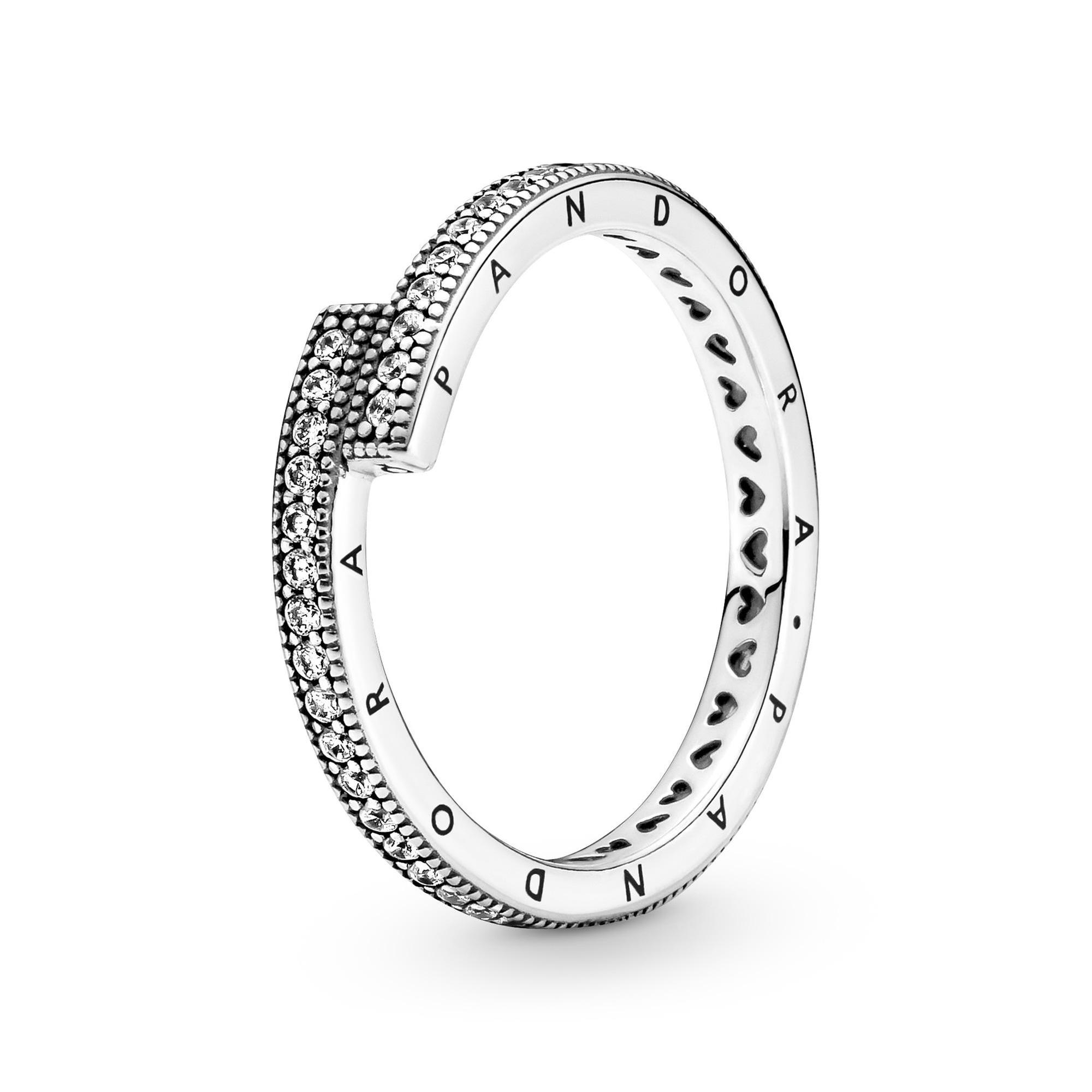 Pandora Sparkling Overlapping Ring - Size 5