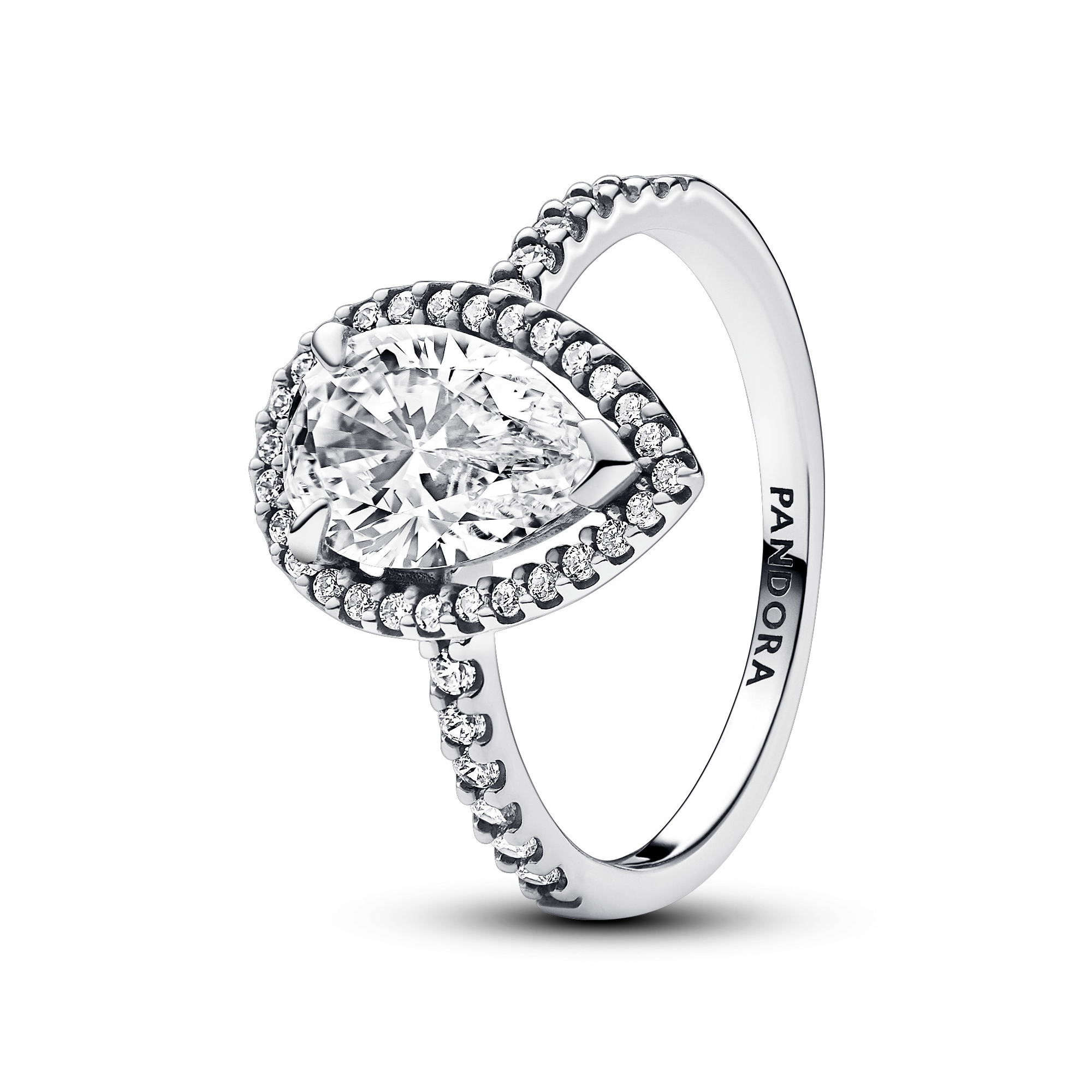 Pandora Sparkling Pear Halo Ring - Size 8.5