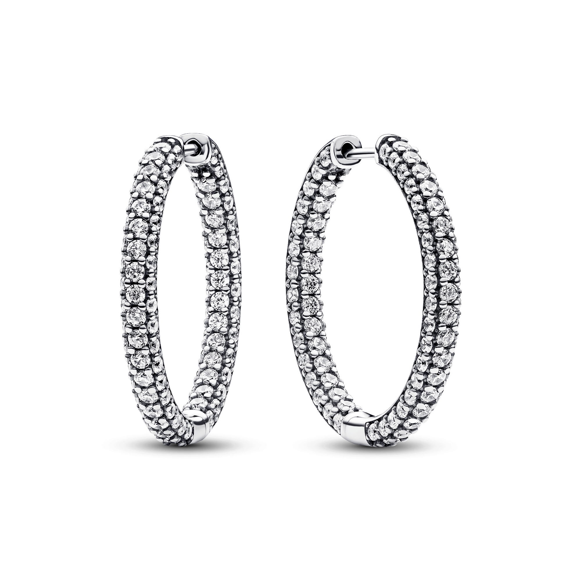 Pandora Timeless Pave Single-Row Hoop Earrings