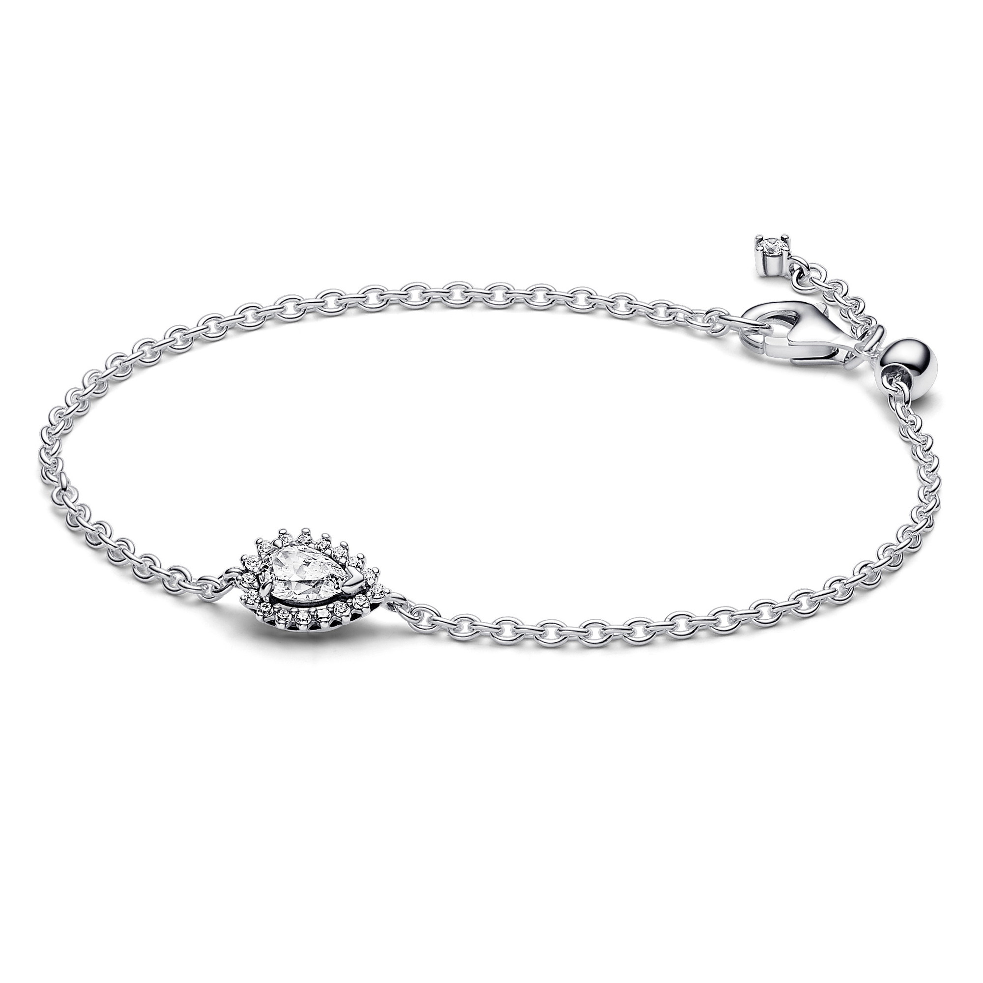 Pandora Sparkling Pear Halo Chain Bracelet - 6.3 Inches