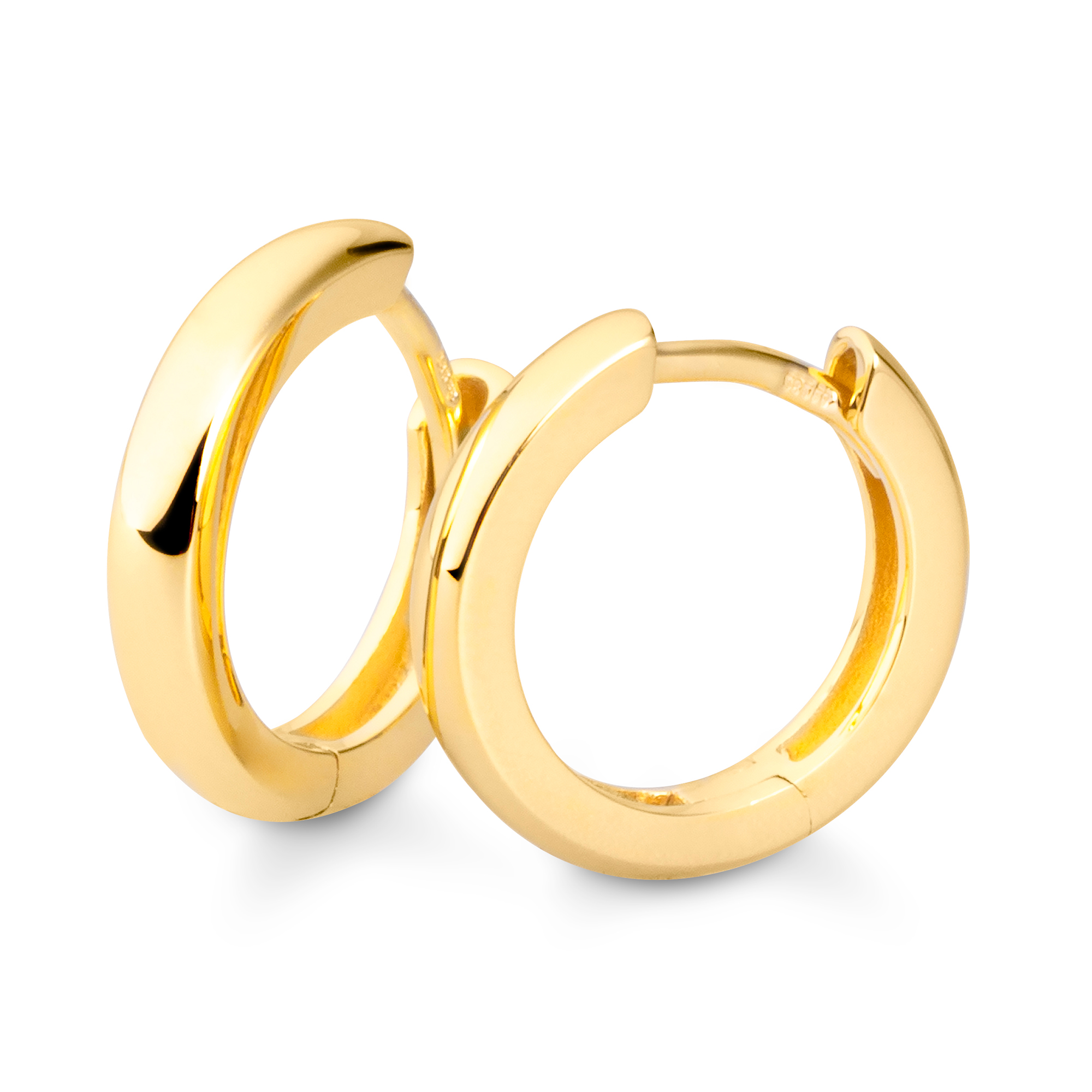Breuning 14mm Yellow Gold Huggie Hoop Earrings