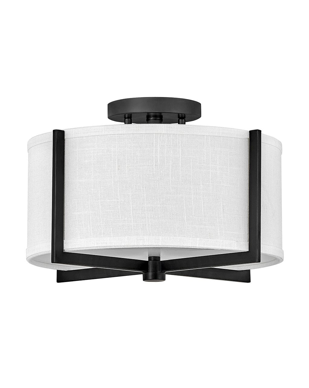Axis Off White 2-Light Semi-Flush Ceiling Light In Black