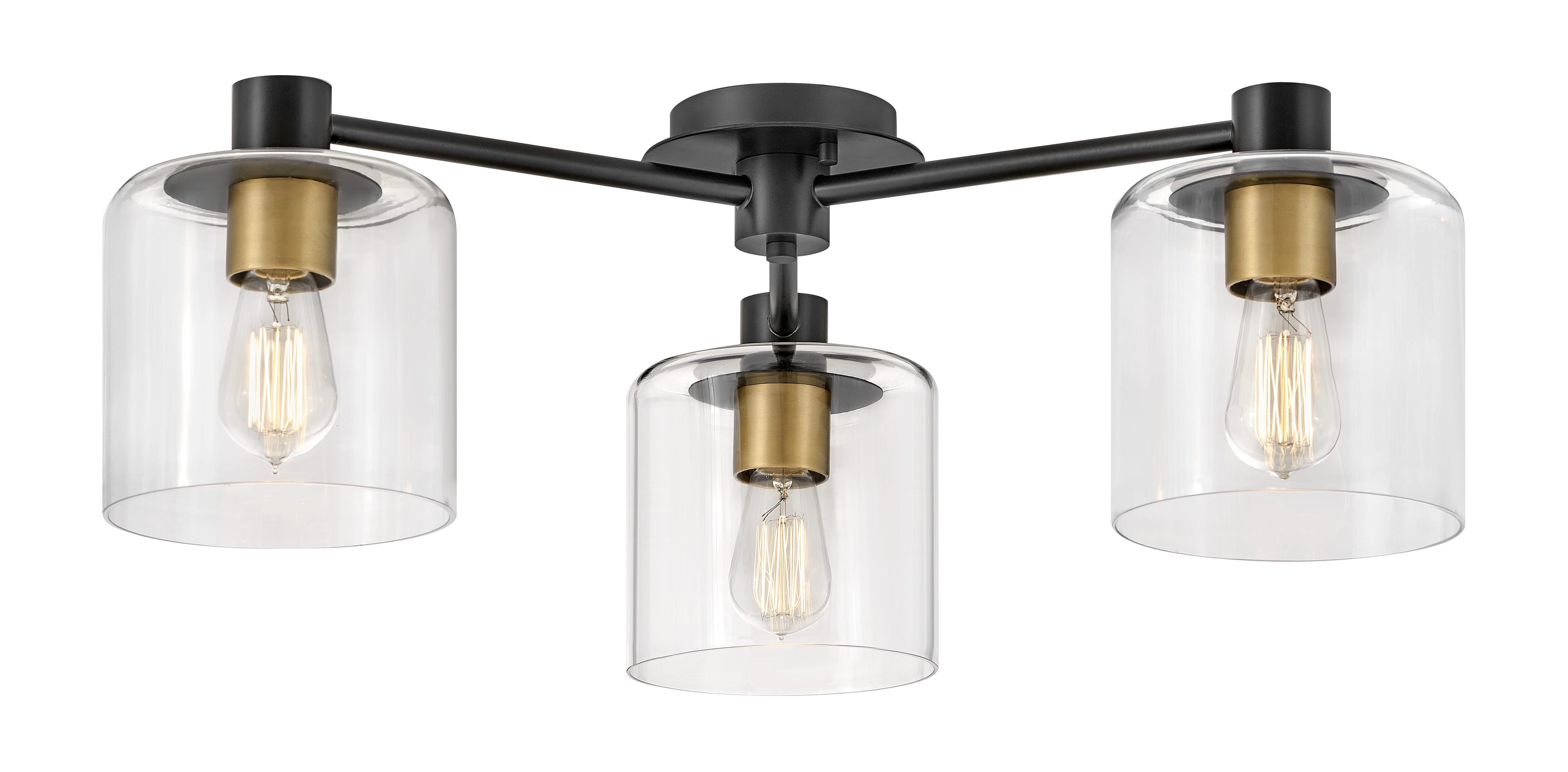 Axel 3-Light Semi-Flush Ceiling Light In Black