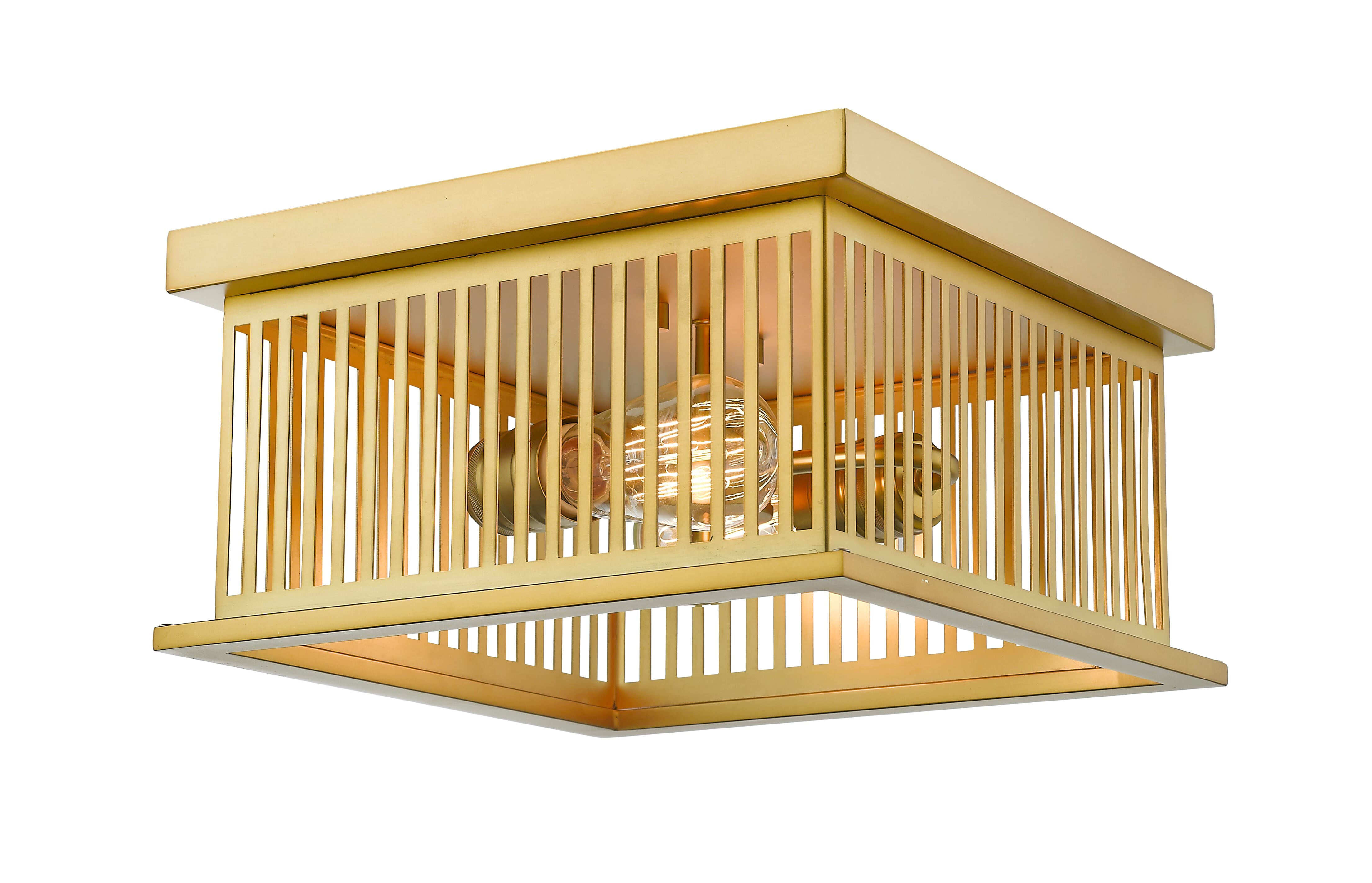 Camellia 2-Light Flush Mount Ceiling Light In Brass