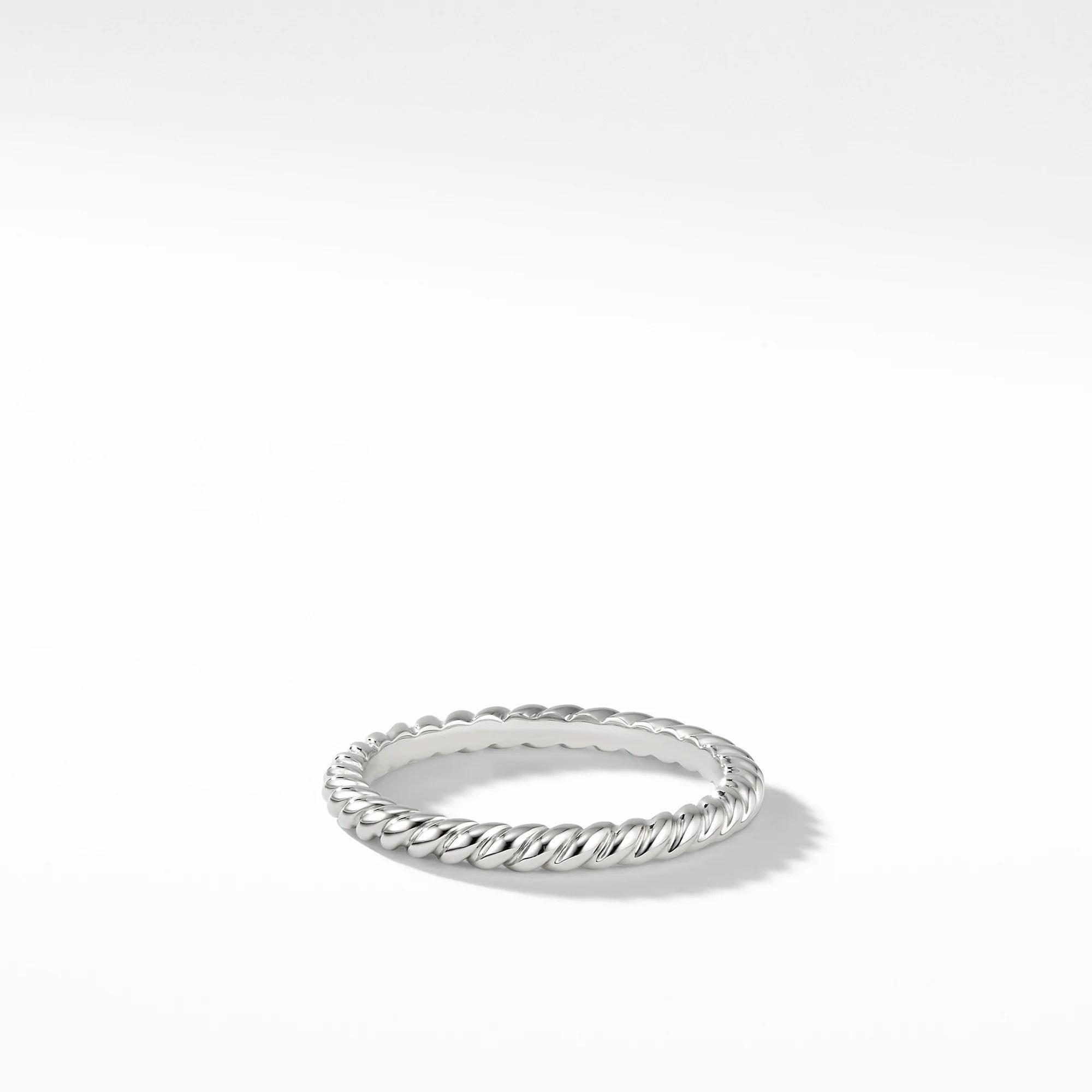 David Yurman DY Unity Cable Band Ring in Platinum - Size 8