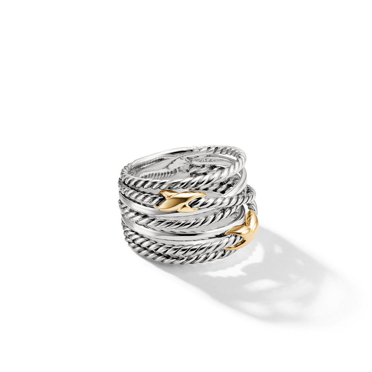 David Yurman Double X Crossover Ring with 18k Gold - Size 6