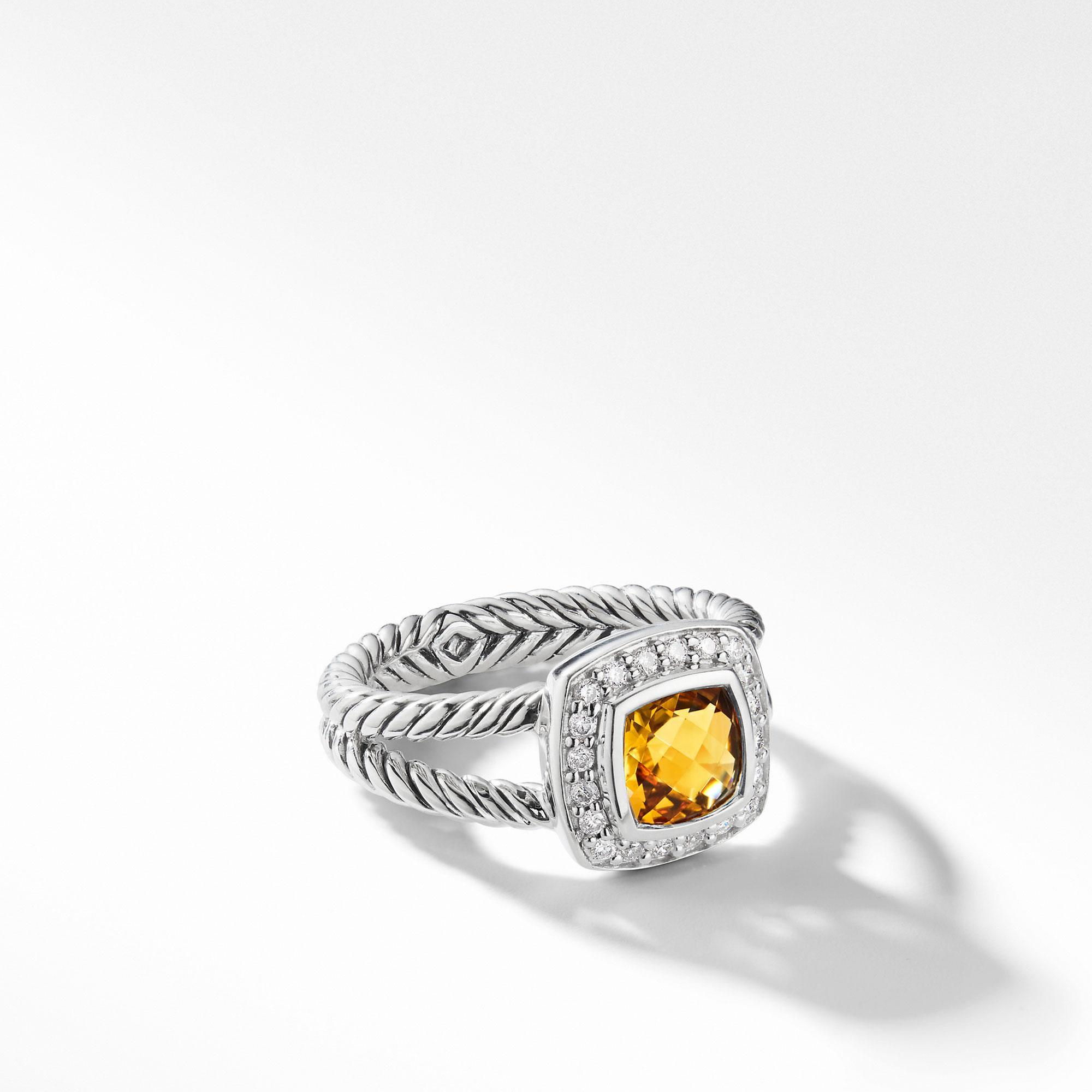 David Yurman David Yurman Petite Albion Ring with Citrine and Diamonds - Size 5