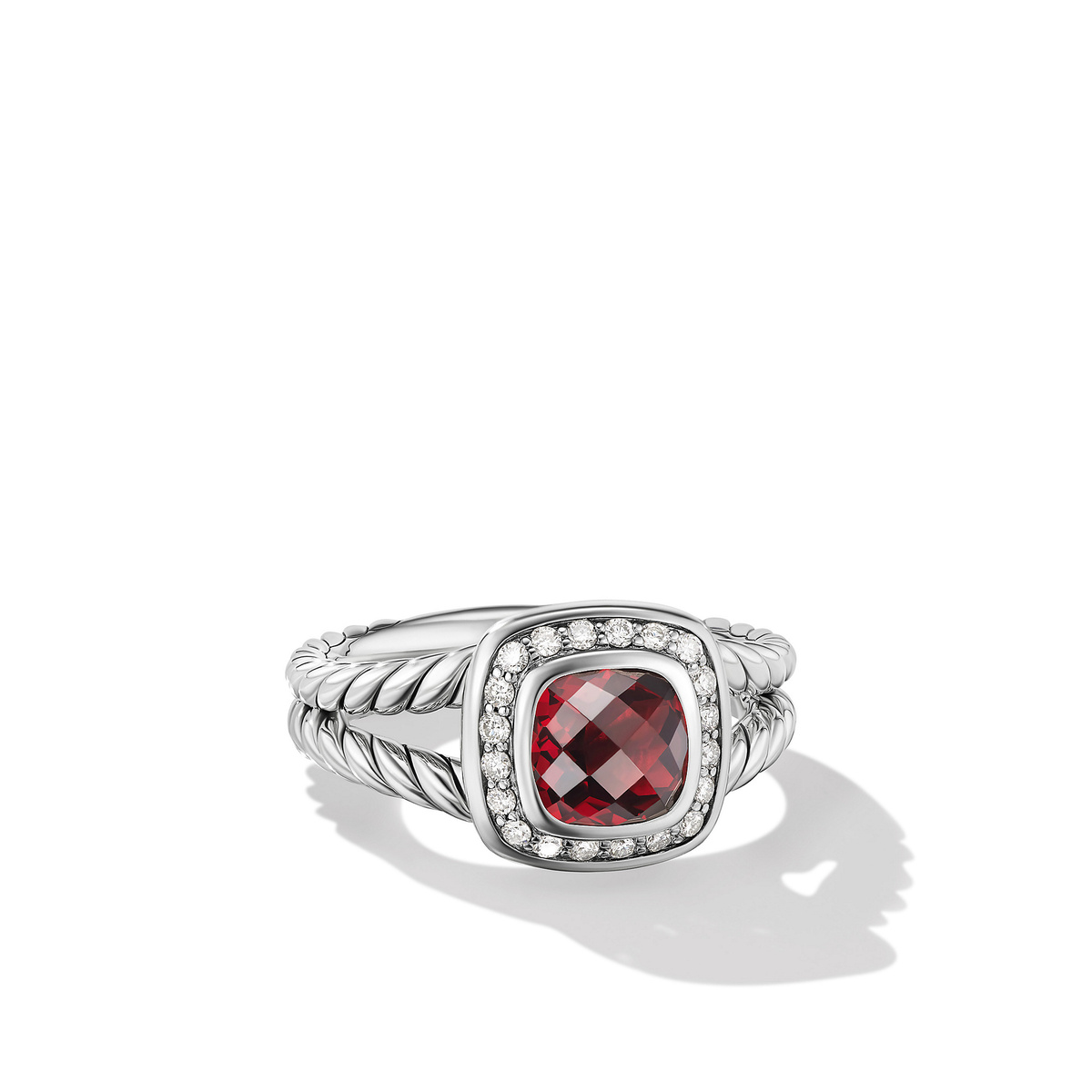 David Yurman David Yurman Petite Albion Ring with Garnet and Diamonds - Size 5