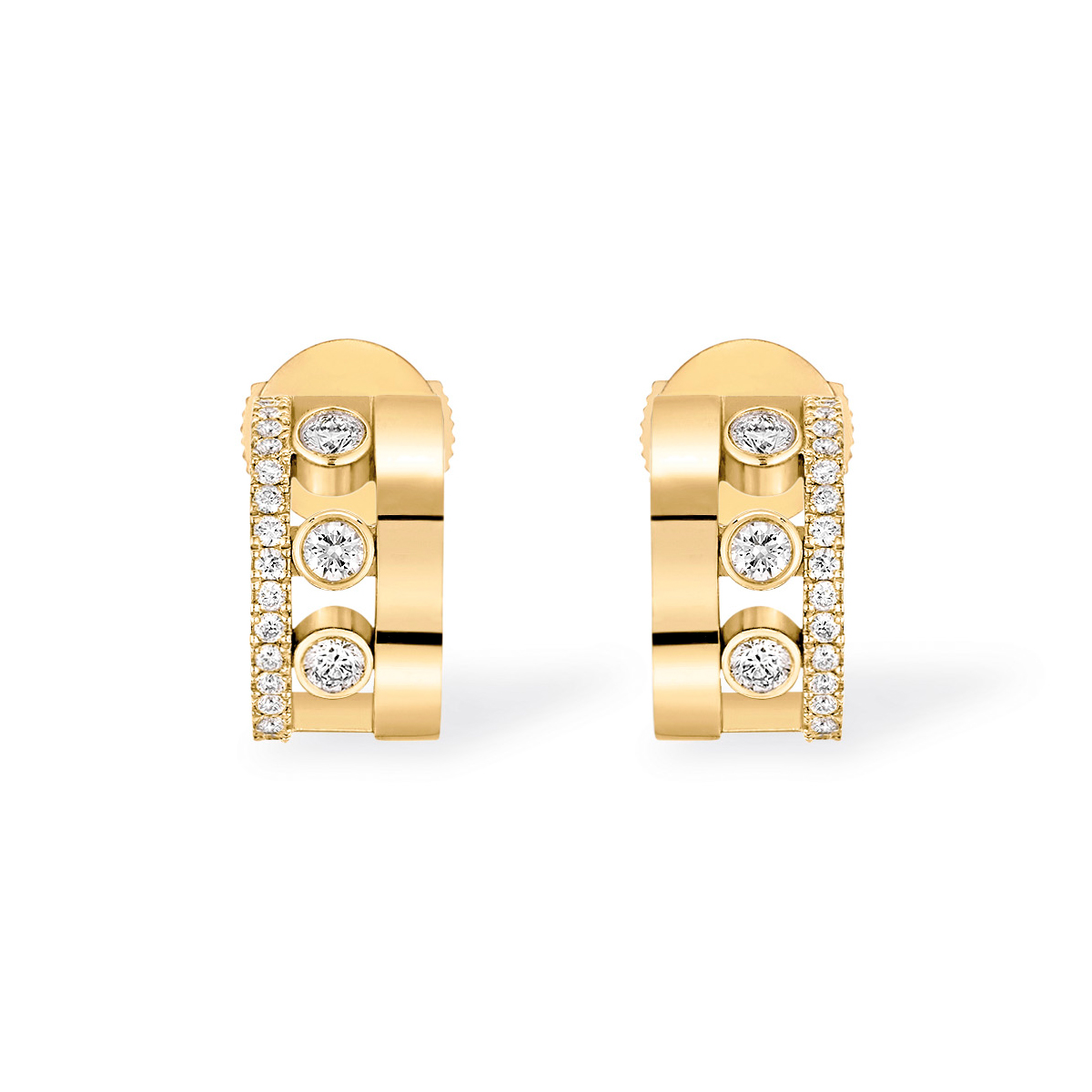 Messika Move Romane 1/4ctw Diamond Yellow Gold Mini Hoop Earrings