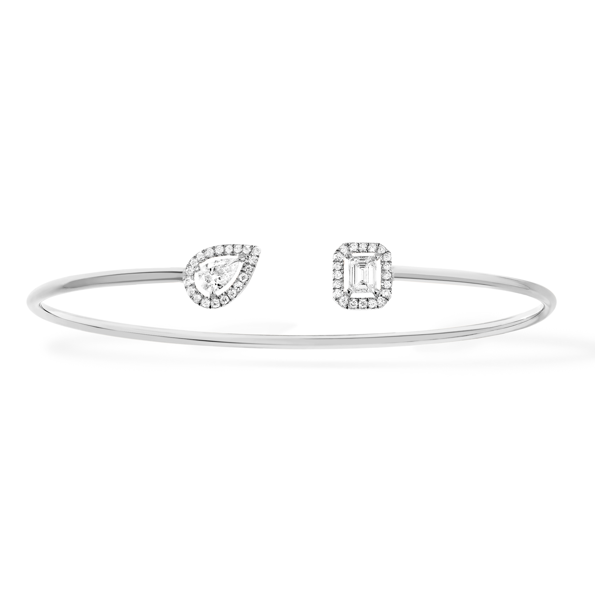 Messika My Twin Toi & Moi 3/8ctw Diamond Thin White Gold Bangle Bracelet
