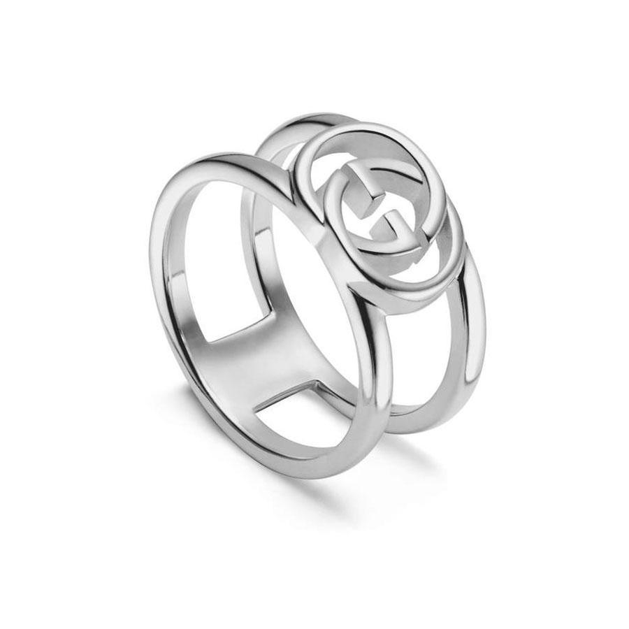 Gucci Sterling Silver Interlocking G Ring, 9mm - Size 5.75