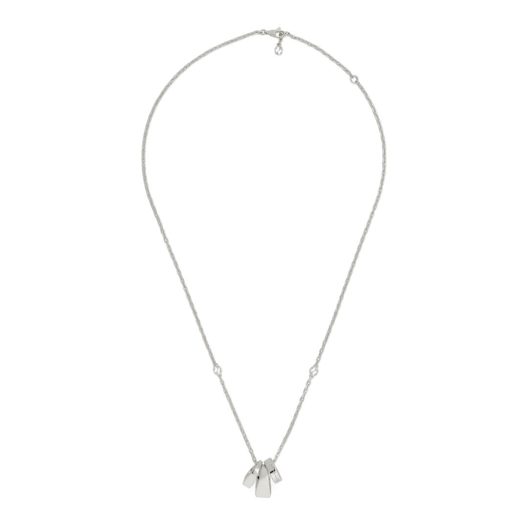 Gucci Diagonal Interlocking G Three Charm Sterling Silver Necklace