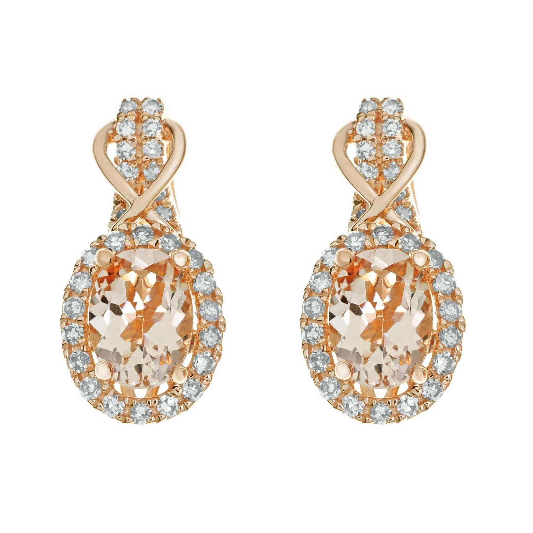 Morganite and Diamond Rose Gold Earrings 1/4ctw
