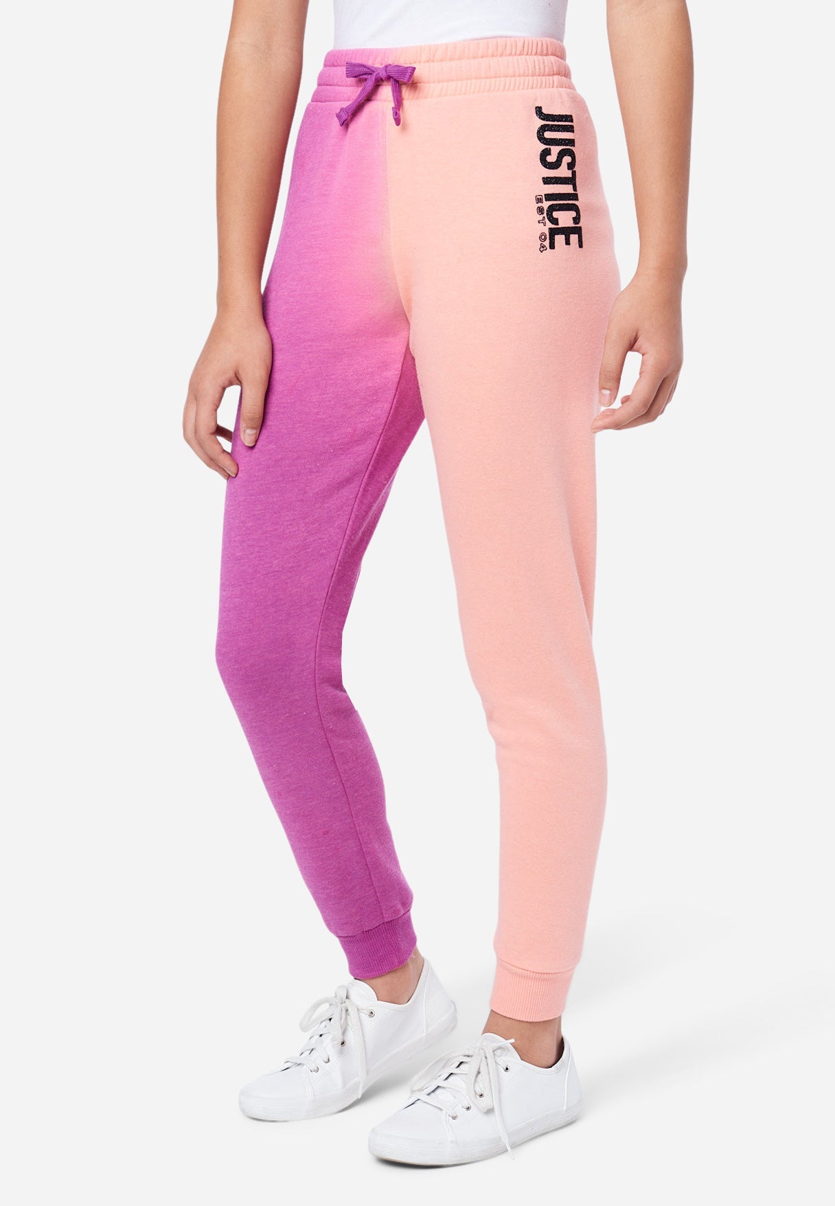 Justice Fleece Girl's Jogger in Glazed Grape Ombre, Size Large (12/14)