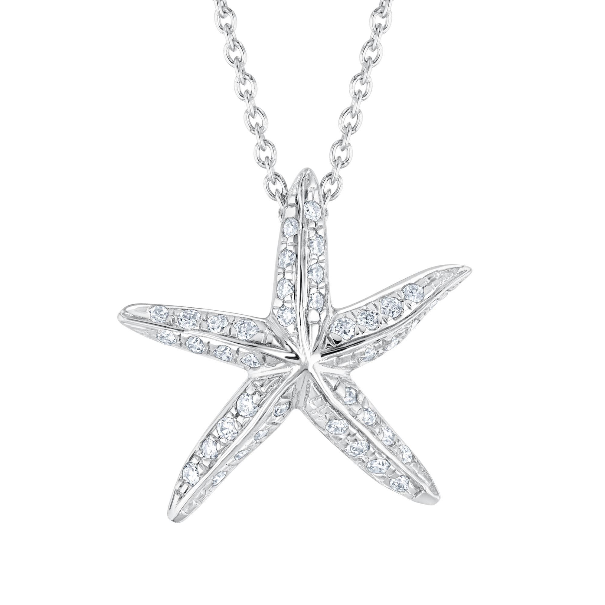 Roberto Coin Tiny Treasures Diamond Starfish Pendant Necklace 1/6ctw