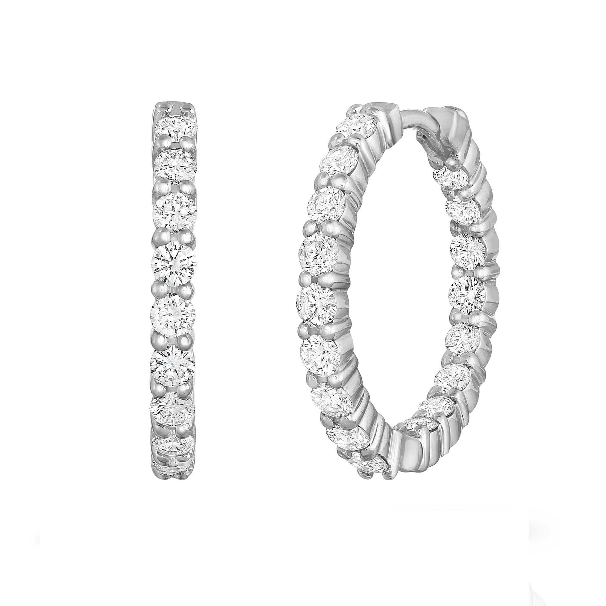 Roberto Coin Inside Out Diamond Hoop Earrings 2ctw
