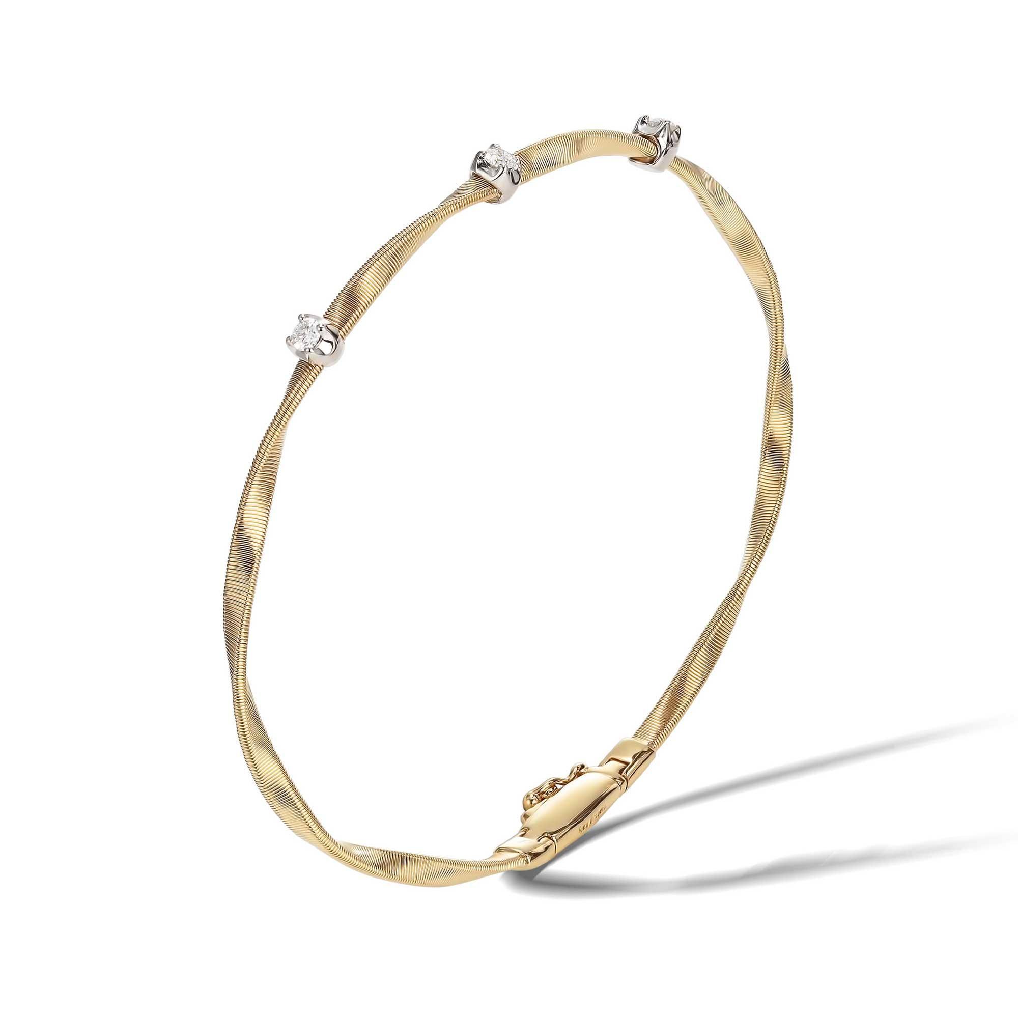 Marco Bicego Yellow Gold and 1/6ctw Diamond Stackable Bangle Bracelet | Marrakech Collection